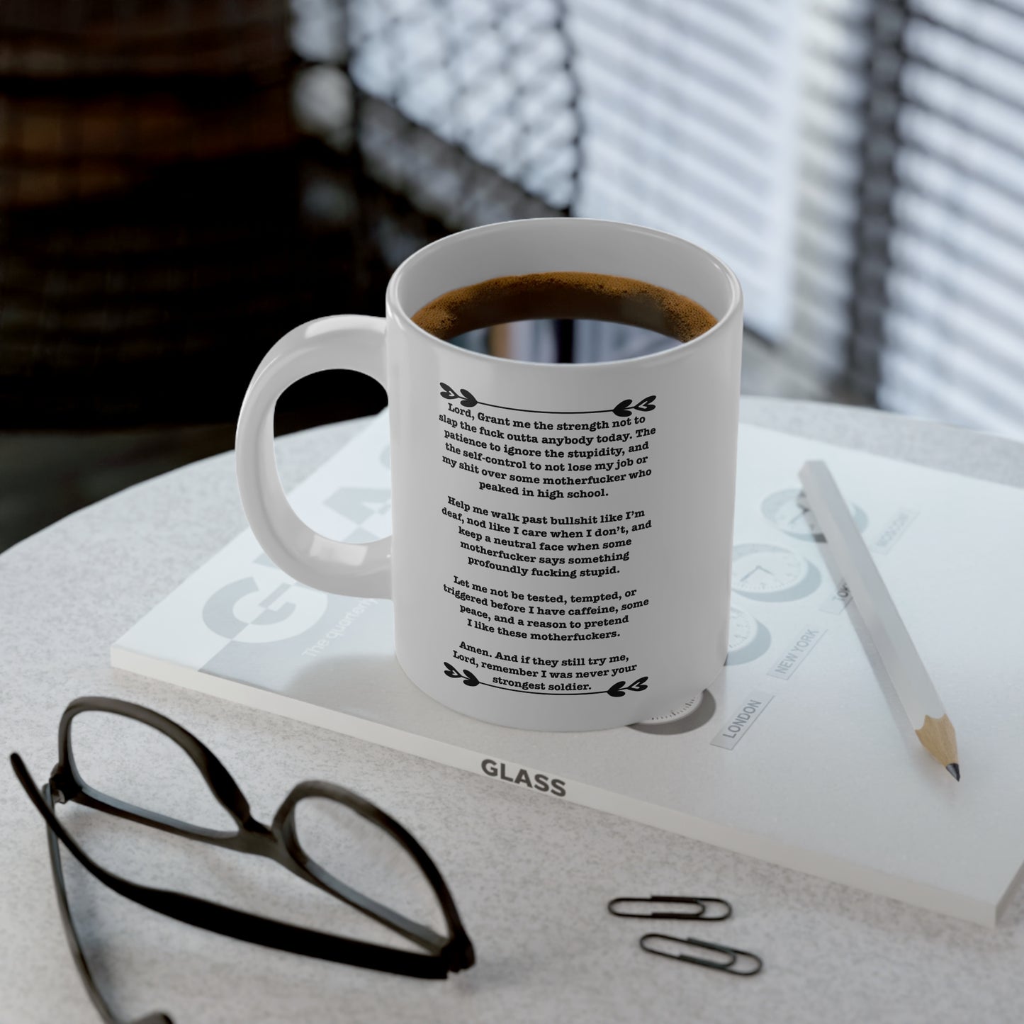 ClancyTees Serenity Prayer 20oz Coffee Mug Funny Oversized Profane Office Humor Sarcastic Morning Motivation