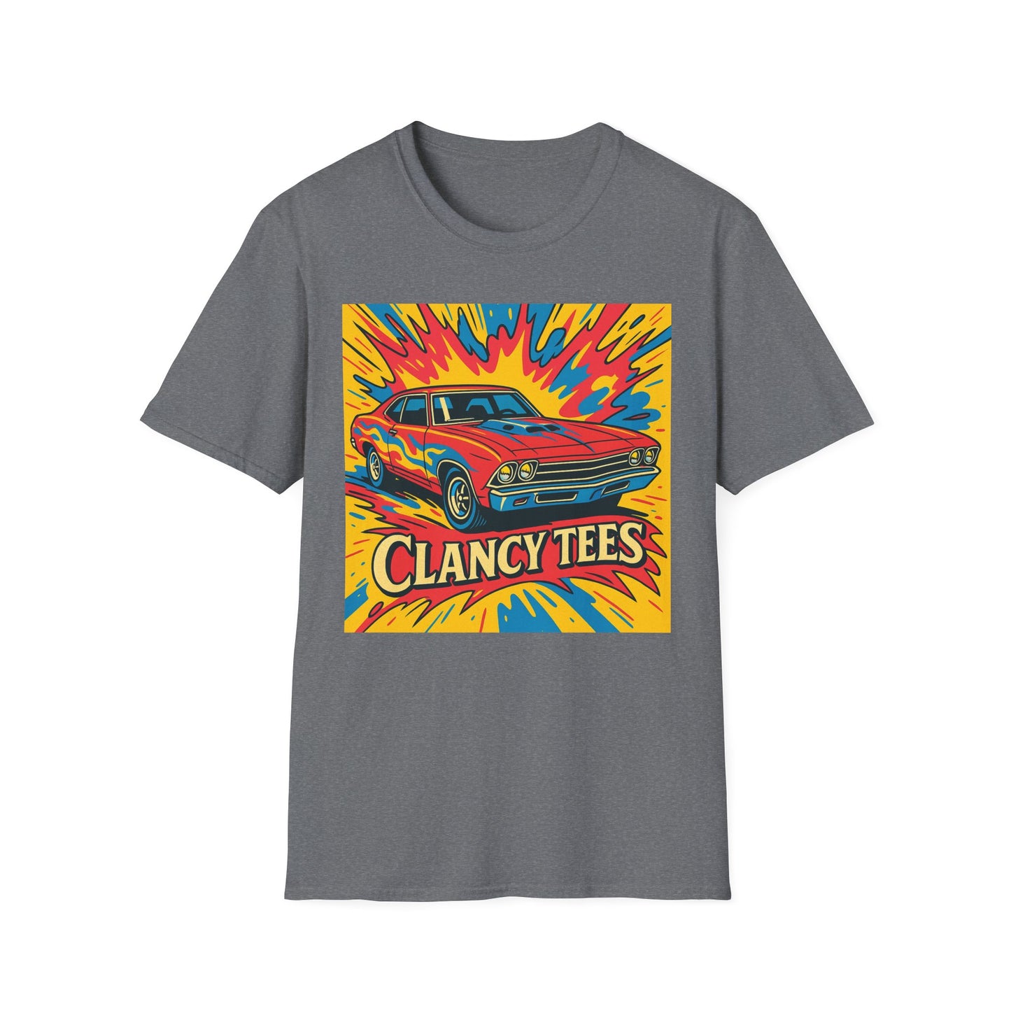 Muscle Car Graphic Tee with Retro Flames | Vintage Car Lover T-Shirt | Gift for Gearheads & Classic Ride Fans | Bold Hot Rod Shirt