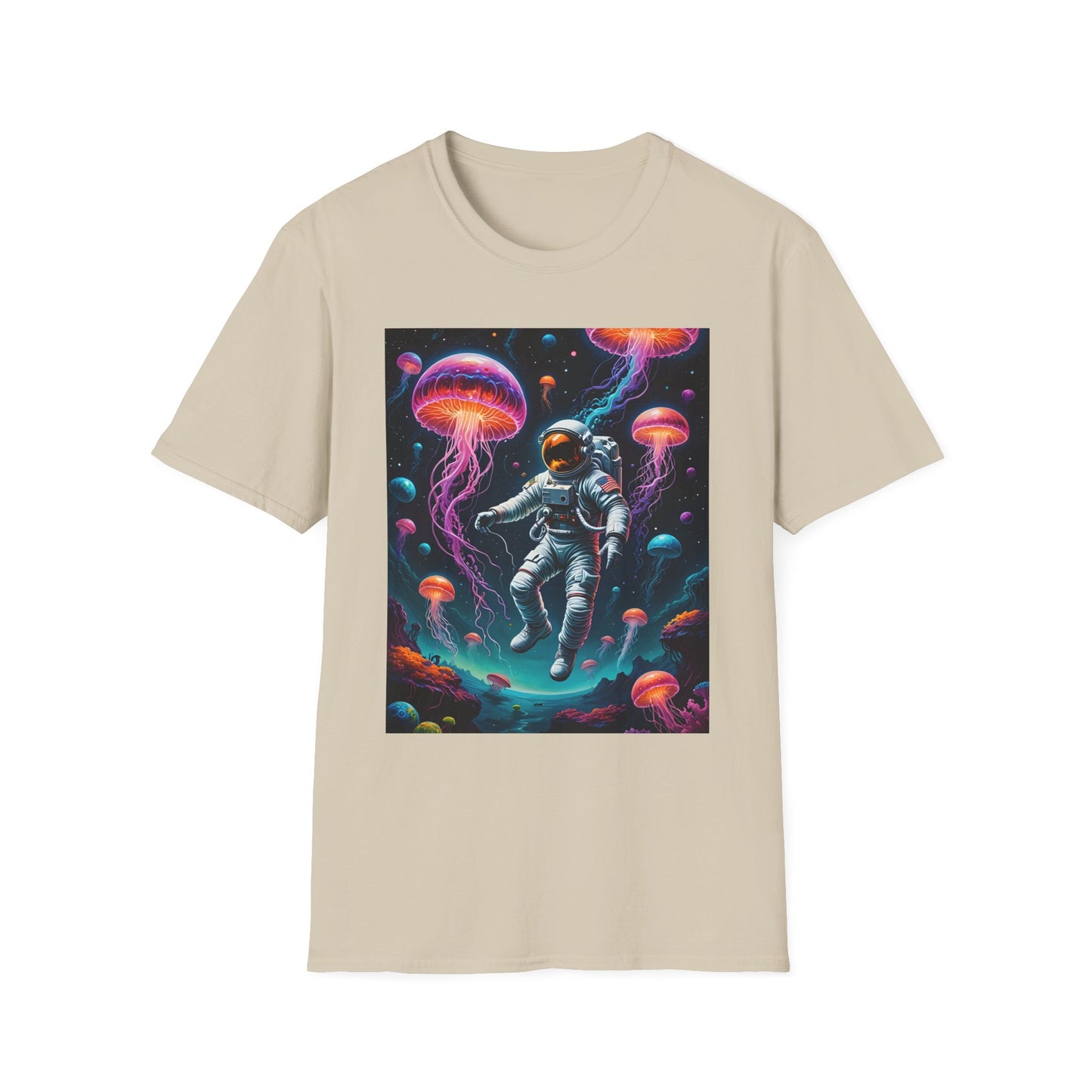 Cosmic Jellyfish T-Shirt, Astronaut Tee, Space Lover's Apparel, Unique Gift, Unisex Softstyle Shirt