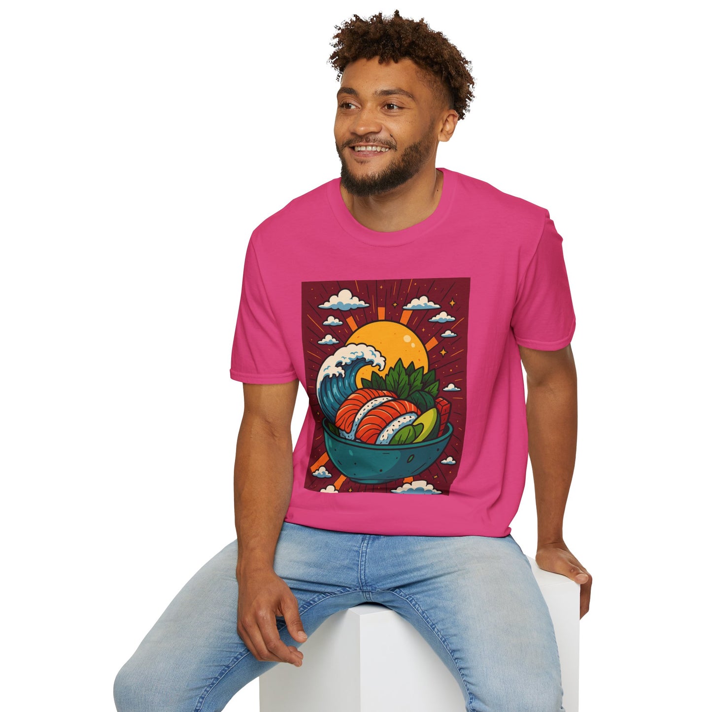 Sushi Wave T-Shirt – Retro Japanese Food Graphic Tee – Cool Sushi Shirt Gift for Foodies, Anime Fans, Ocean Lovers & Japanese Aesthetic Collectors