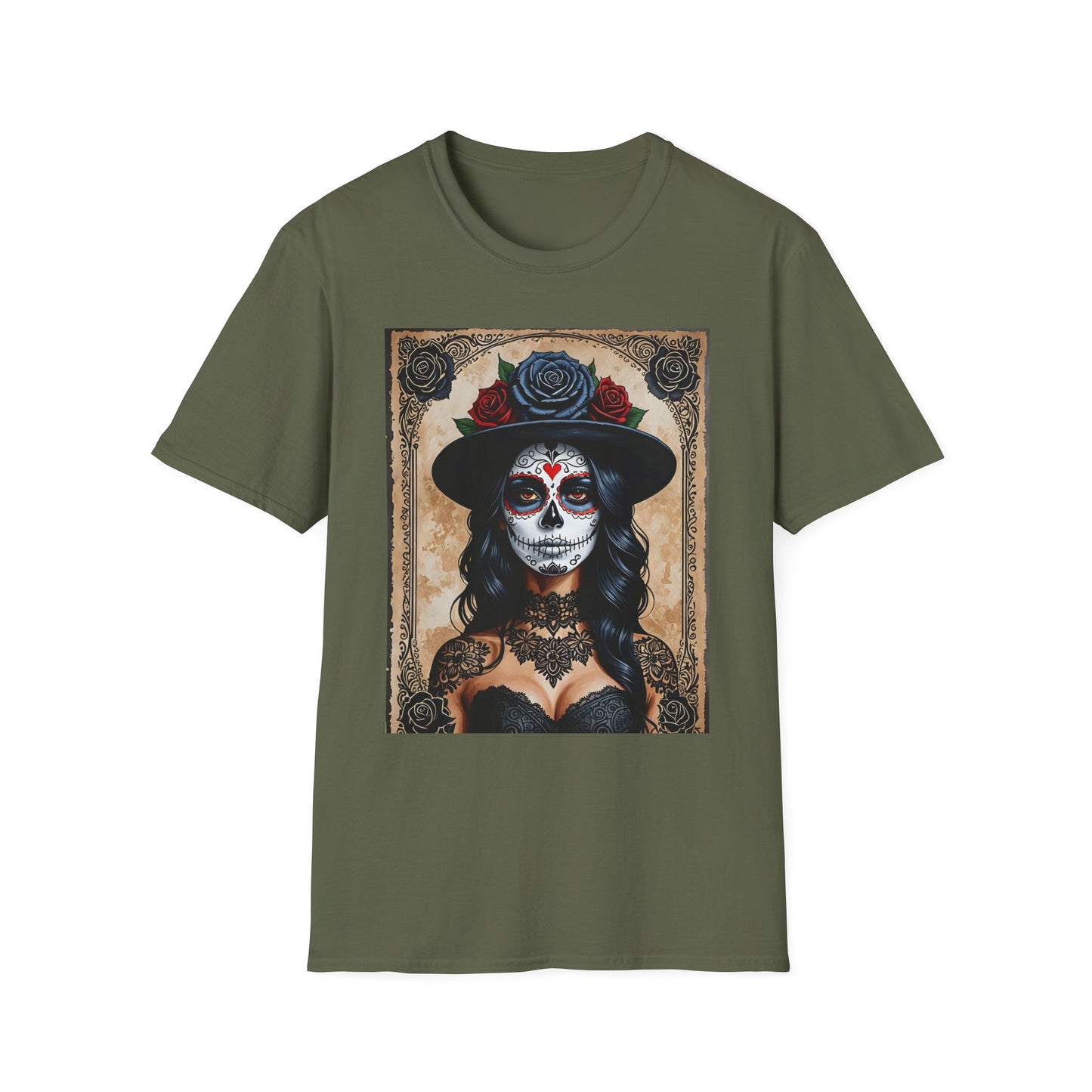 Sugar Skull T-Shirt – Gothic Calavera Tattoo Art Tee – Gift for Skull Collectors, Tattoo Lovers, and Dark Aesthetic Fans