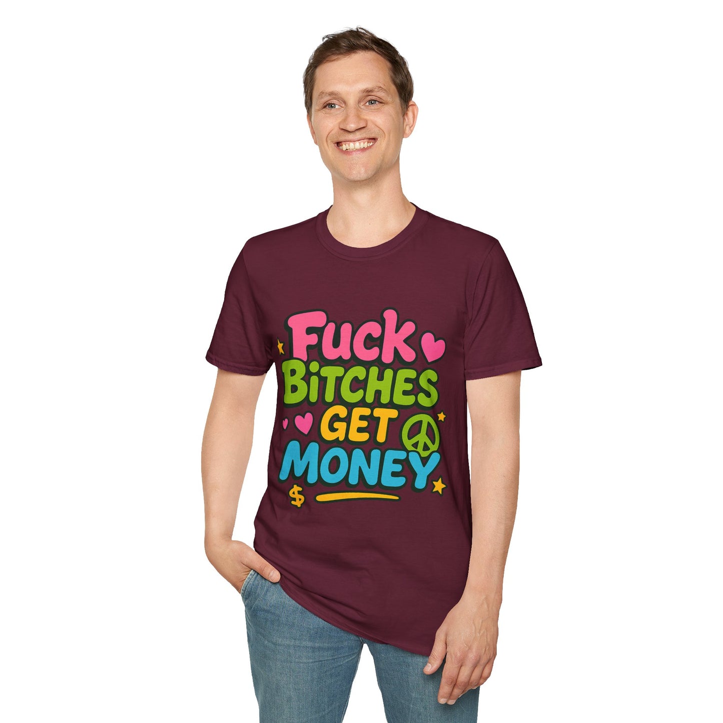Fuck Bitches Get Money Shirt Funny Bold Graphic Tee Gift for Hustlers Savage Statement T-Shirt for Rebels Trolls Unfiltered Meme Culture Fans