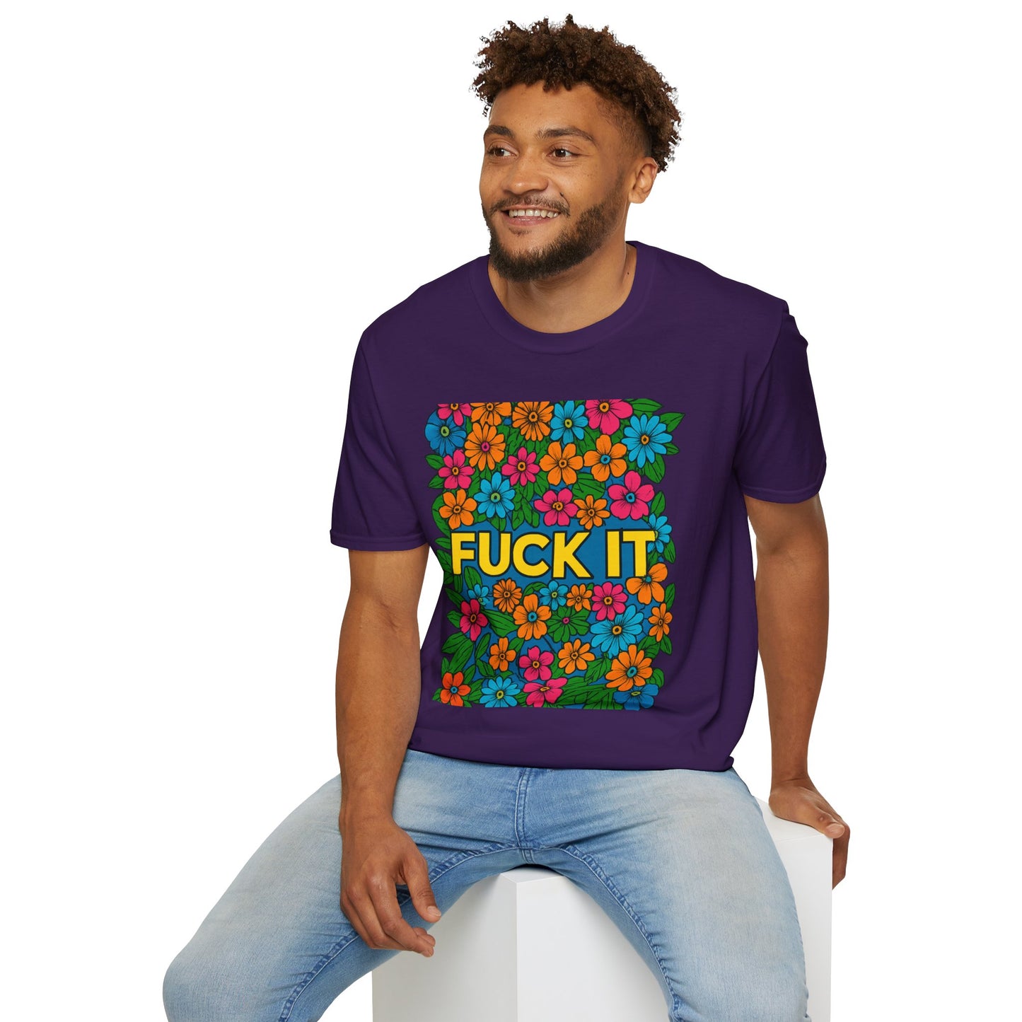 Colorful Floral Graphic T-Shirt, Casual Wear, Gift for Friends, Relaxed Style, Summer Outfit, Fun Statement Tee