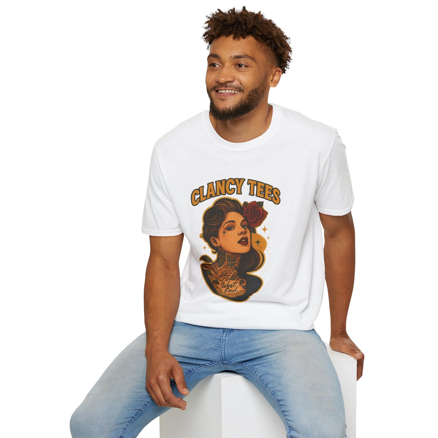 Vintage Tattoo-Inspired Unisex Softstyle T-Shirt, Unique Graphic Tee, Casual Statement Shirt, Perfect Gift for Friends & Festivals