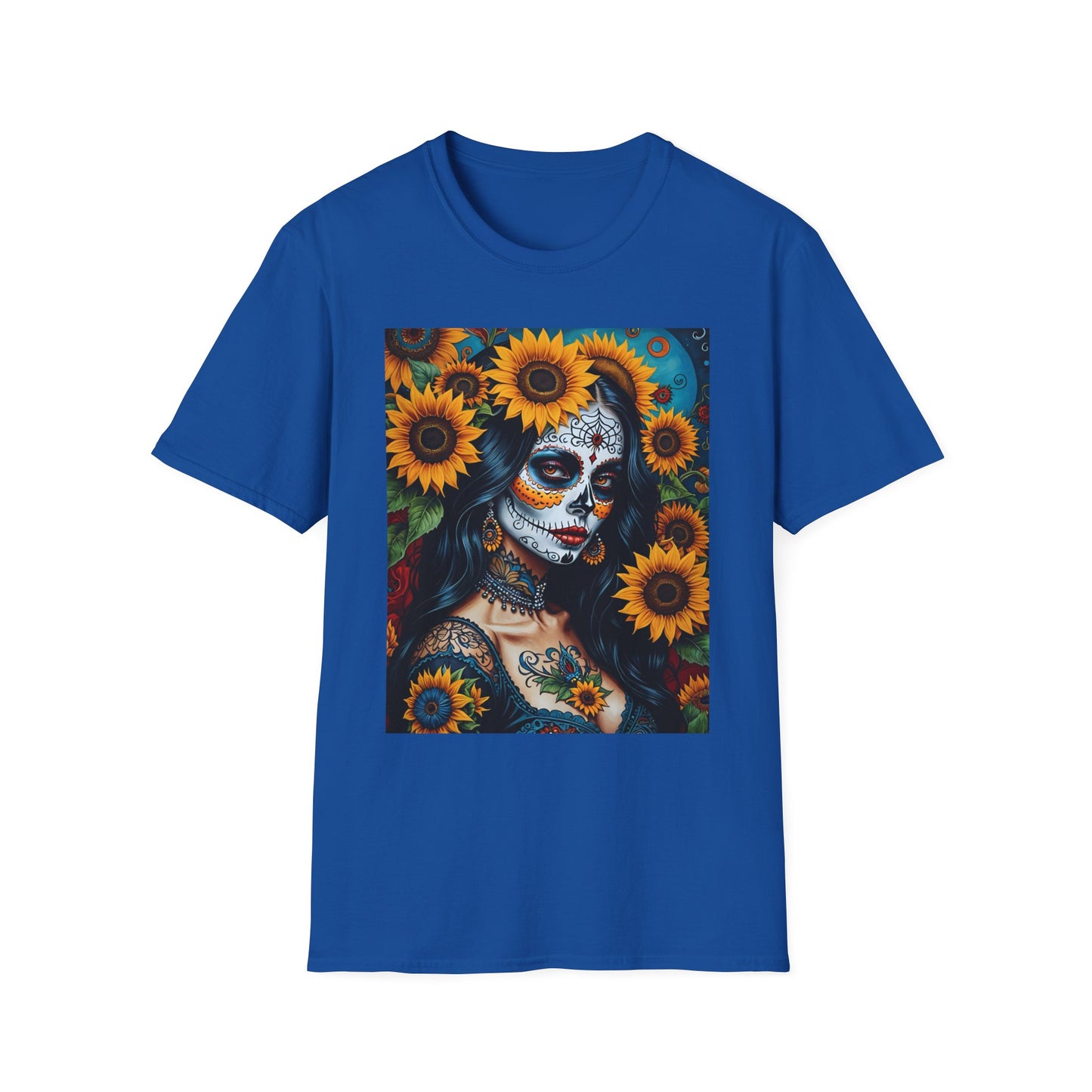 Day of the Dead Floral T-Shirt, Sugar Skull Tee, Unisex Halloween Shirt, Floral Art T-Shirt, Casual Everyday Wear