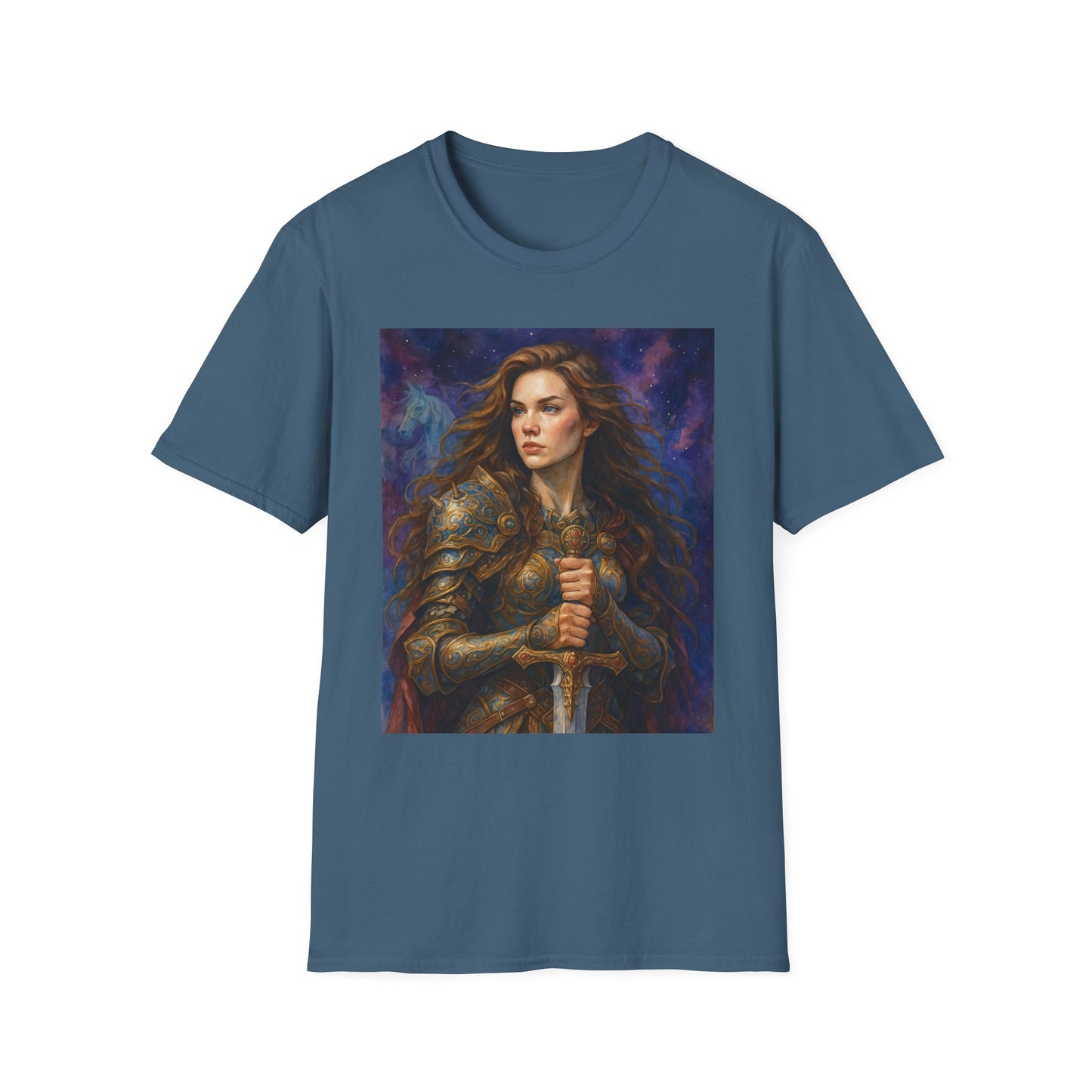 Warrior Woman T Shirt Fantasy Knight Art Medieval Armor Female Hero Tee Gift for Fantasy Lovers Sword Wielder Shirt Bold Aesthetic Battlecore Clothing