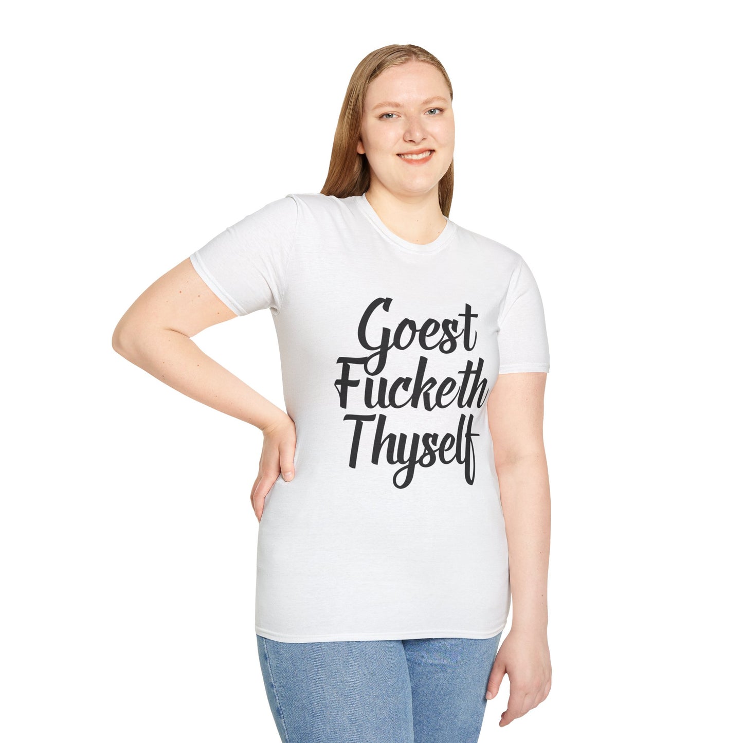 Goest Fucketh Thyself Shirt Funny Medieval Curse Tee Gift for Sarcastic People Savage Rude Humor Shirt for Unbothered Adults with Dark Attitudes