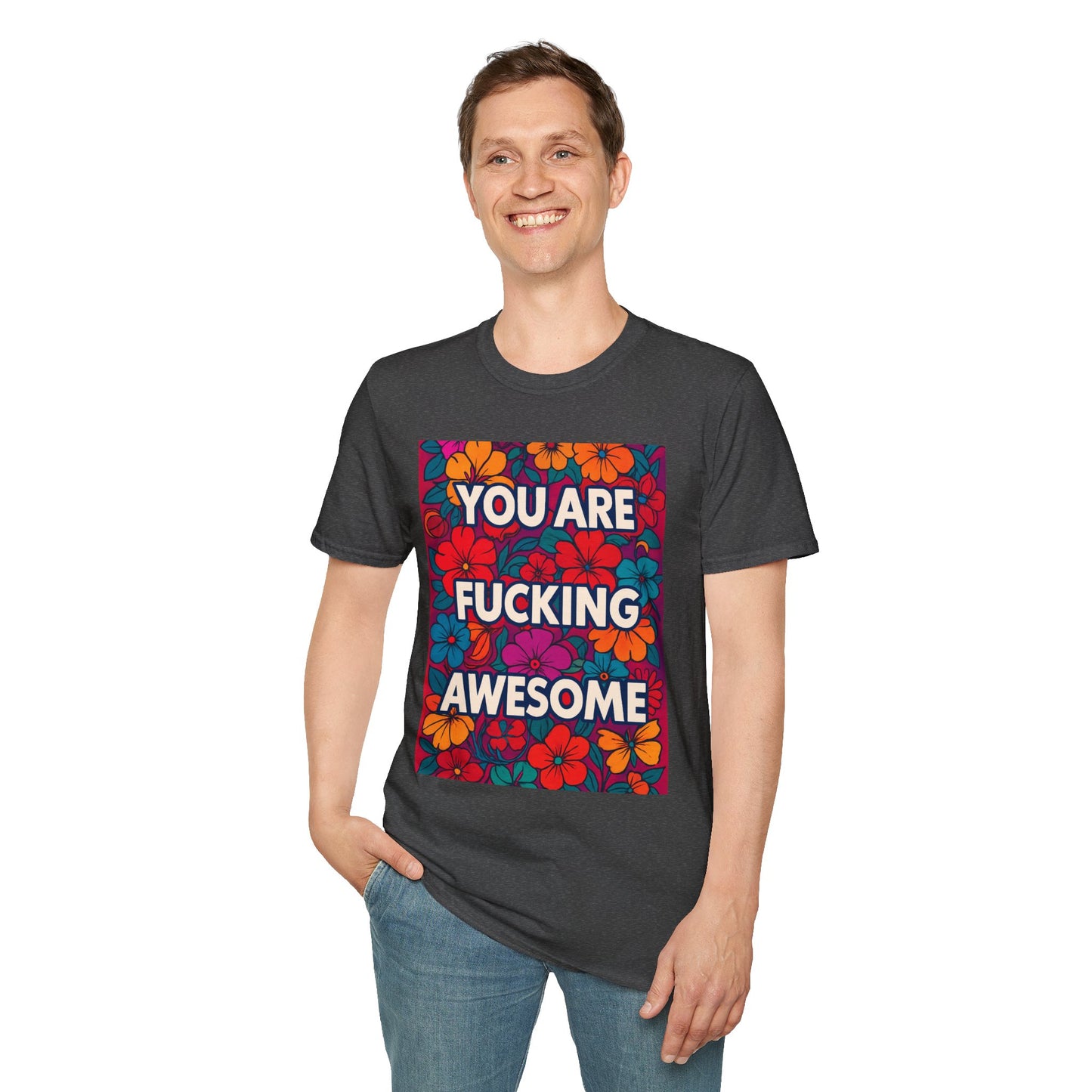 Colorful Inspirational Graphic T-Shirt, You Are Awesome Tee, Gift for Friends, Motivational Shirt, Casual Wear, Summer Vibes