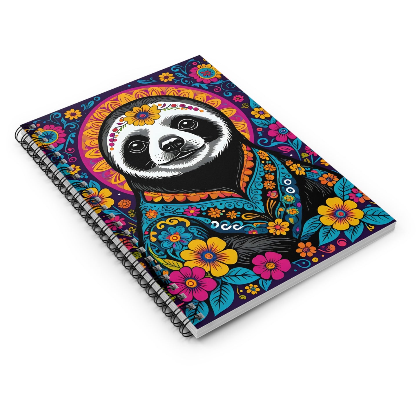 Colorful Sloth Spiral Notebook - Ideal for Journaling, Gift for Students, Floral Inspiration, Motivational Writing, Eco-Friendly