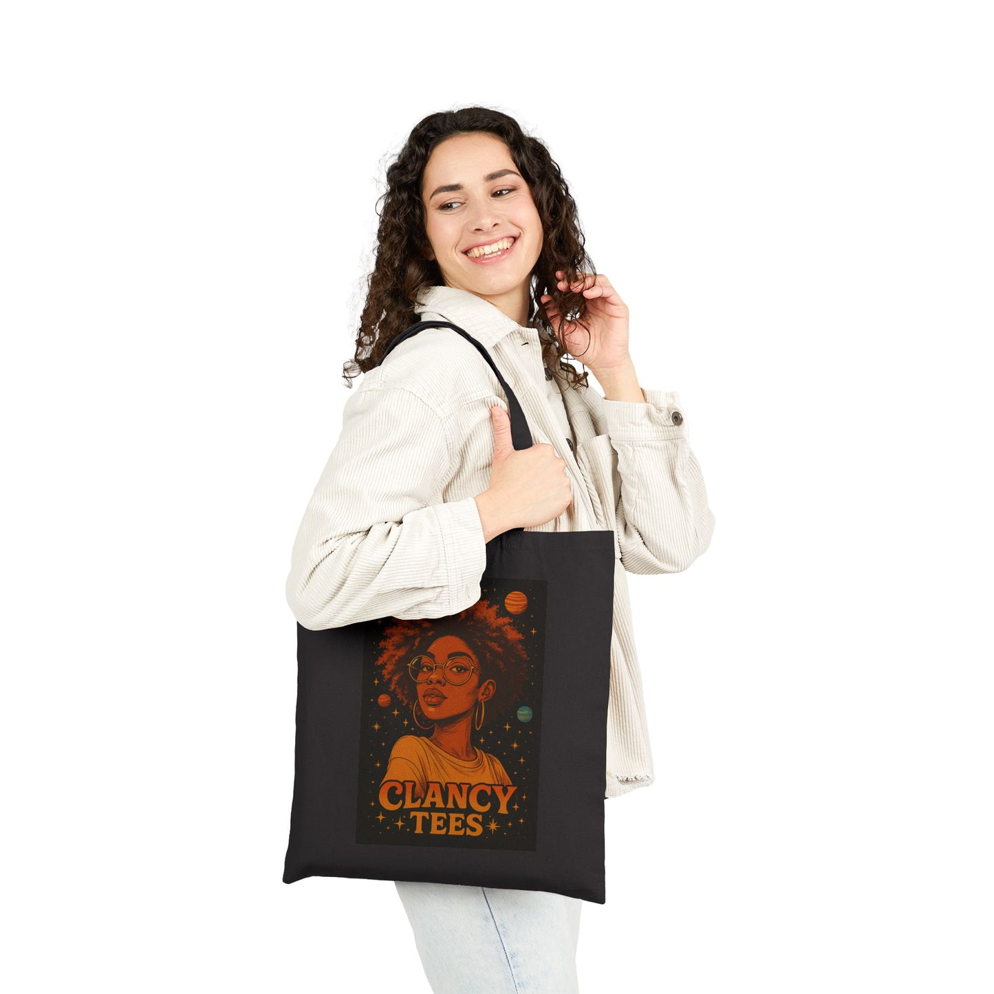Afrofuturist Tote Bag Cosmic Canvas Bag Astrology Inspired Carryall With Bold Black Girl Magic Artwork And Celestial Design For Everyday Use