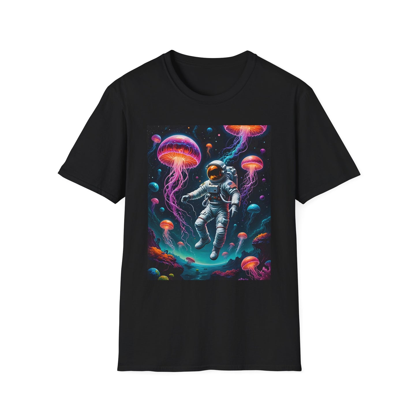 Cosmic Jellyfish T-Shirt, Astronaut Tee, Space Lover's Apparel, Unique Gift, Unisex Softstyle Shirt