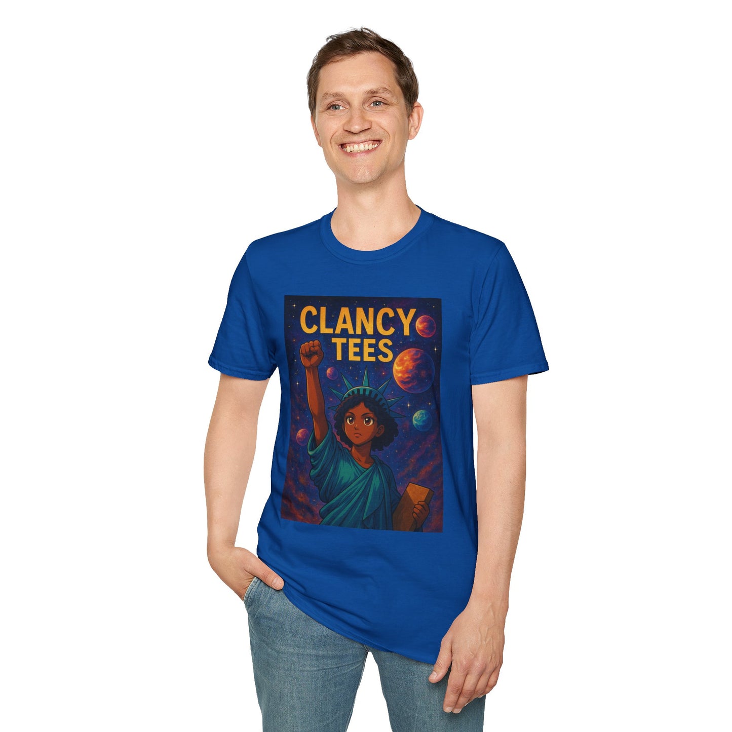Empowerment Liberty Graphic T-Shirt, Space-Themed Tee, Unisex Casual Wear, Gift for Space Lovers, Inspirational Fashion