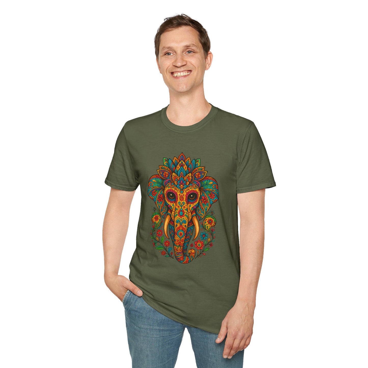 Boho Elephant Shirt Psychedelic Floral Head Art Tee Gift for Spiritual Seekers Animal Lovers and Mindful Hippies with a Love for Earthy Trippy Vibes