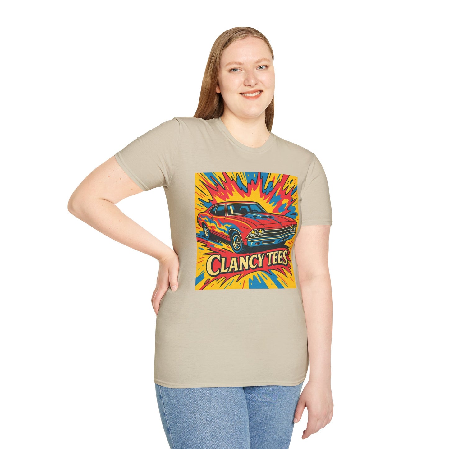 Muscle Car Graphic Tee with Retro Flames | Vintage Car Lover T-Shirt | Gift for Gearheads & Classic Ride Fans | Bold Hot Rod Shirt