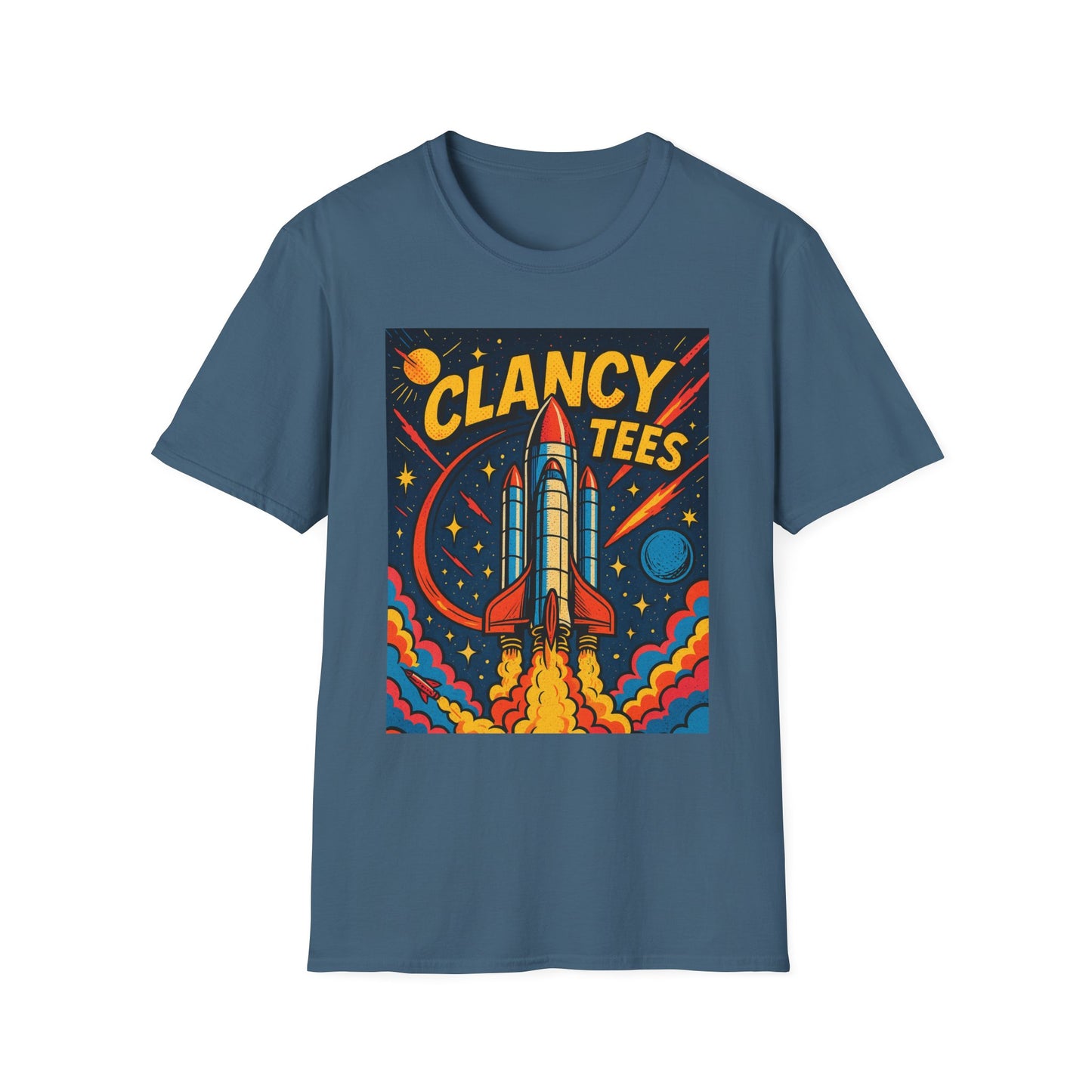 Retro Rocket Ship Shirt Outer Space Graphic Tee | Psychedelic Galaxy Print Top | Gift for Space Nerds and Dreamers | Astronaut Aesthetic Tee