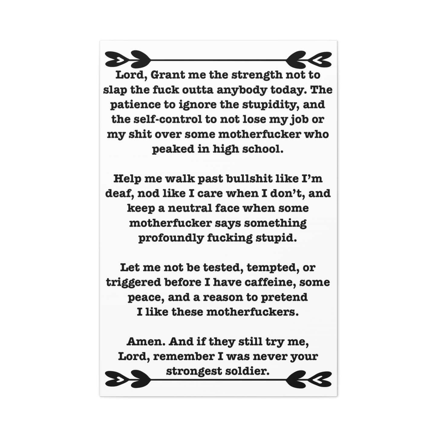 ClancyTees Serenity Prayer Canvas Wall Art Funny Profane Office Decor Sarcastic Home Gift