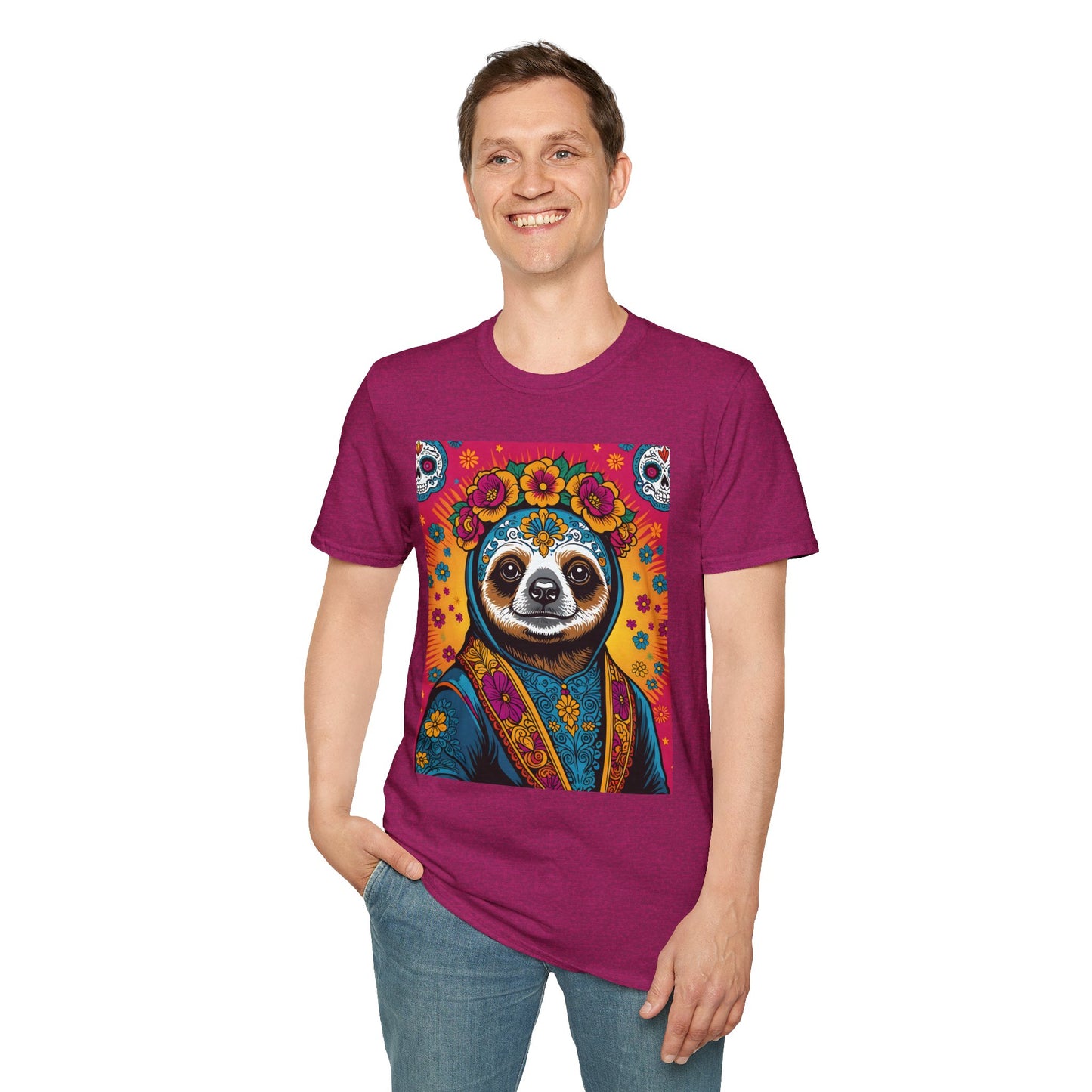 Boho Sloth T Shirt Trippy Animal Graphic Tee Colorful Festival Top Gift for Sloth Lovers