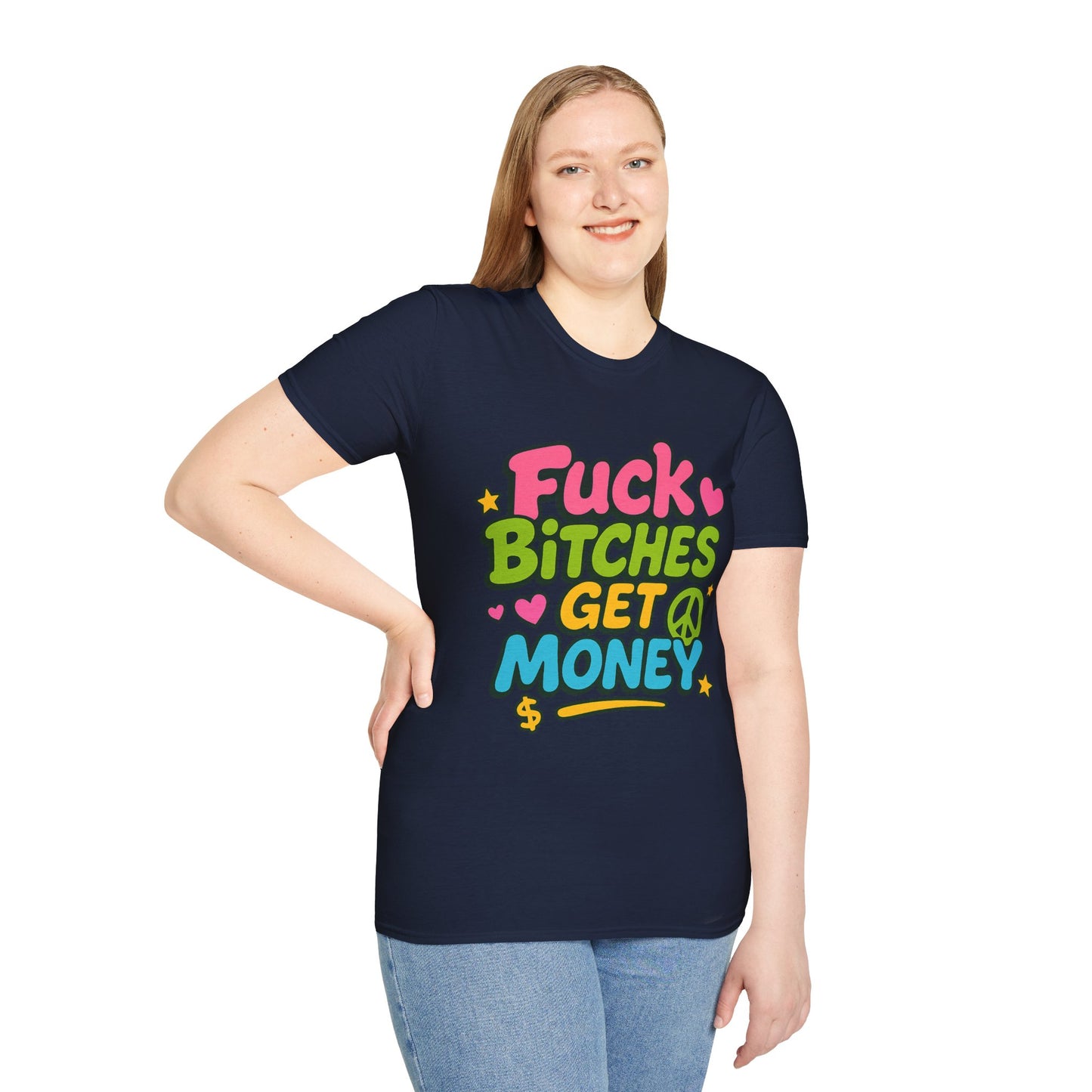 Fuck Bitches Get Money Shirt Funny Bold Graphic Tee Gift for Hustlers Savage Statement T-Shirt for Rebels Trolls Unfiltered Meme Culture Fans