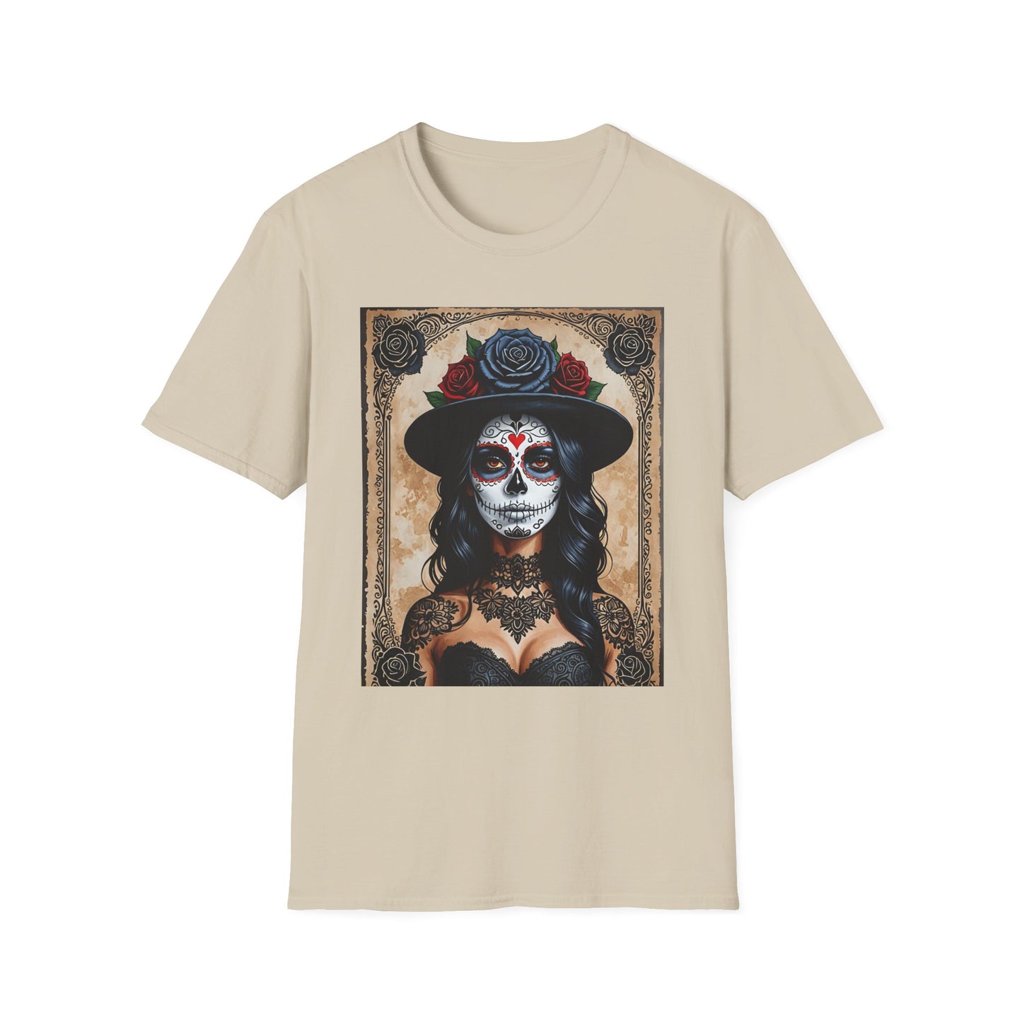 Sugar Skull T-Shirt – Gothic Calavera Tattoo Art Tee – Gift for Skull Collectors, Tattoo Lovers, and Dark Aesthetic Fans