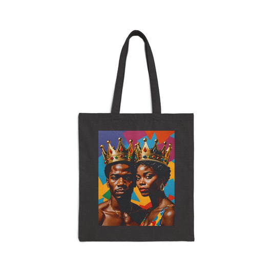 Royal Crown Couple Tote Bag Afrocentric Art Tote Bag Bold Cultural Design Tote Bag