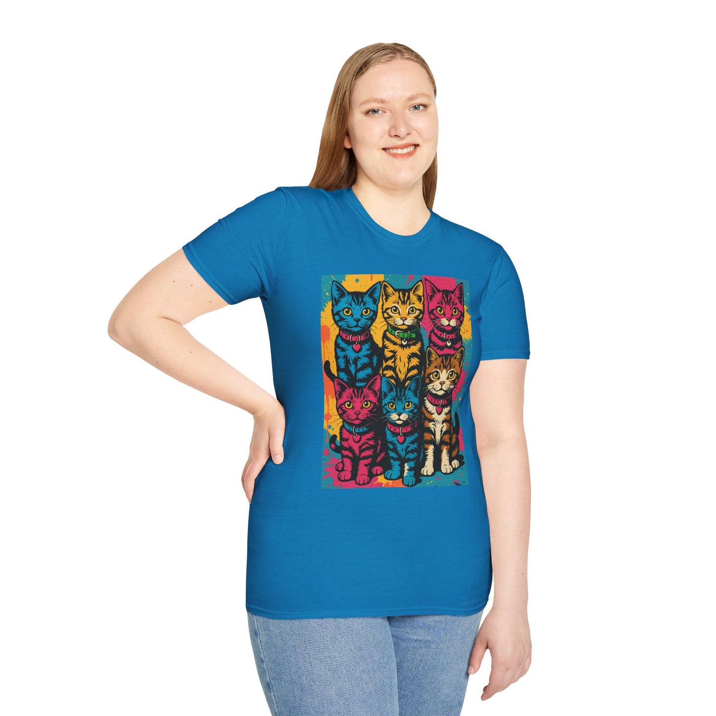 Rainbow Cats Art Shirt – Colorful Cat Lover Tee for Feline Fans – Funny Gift for Cat Moms, Pet Parents, Weird Cat People & Whimsical Animal Aesthetic