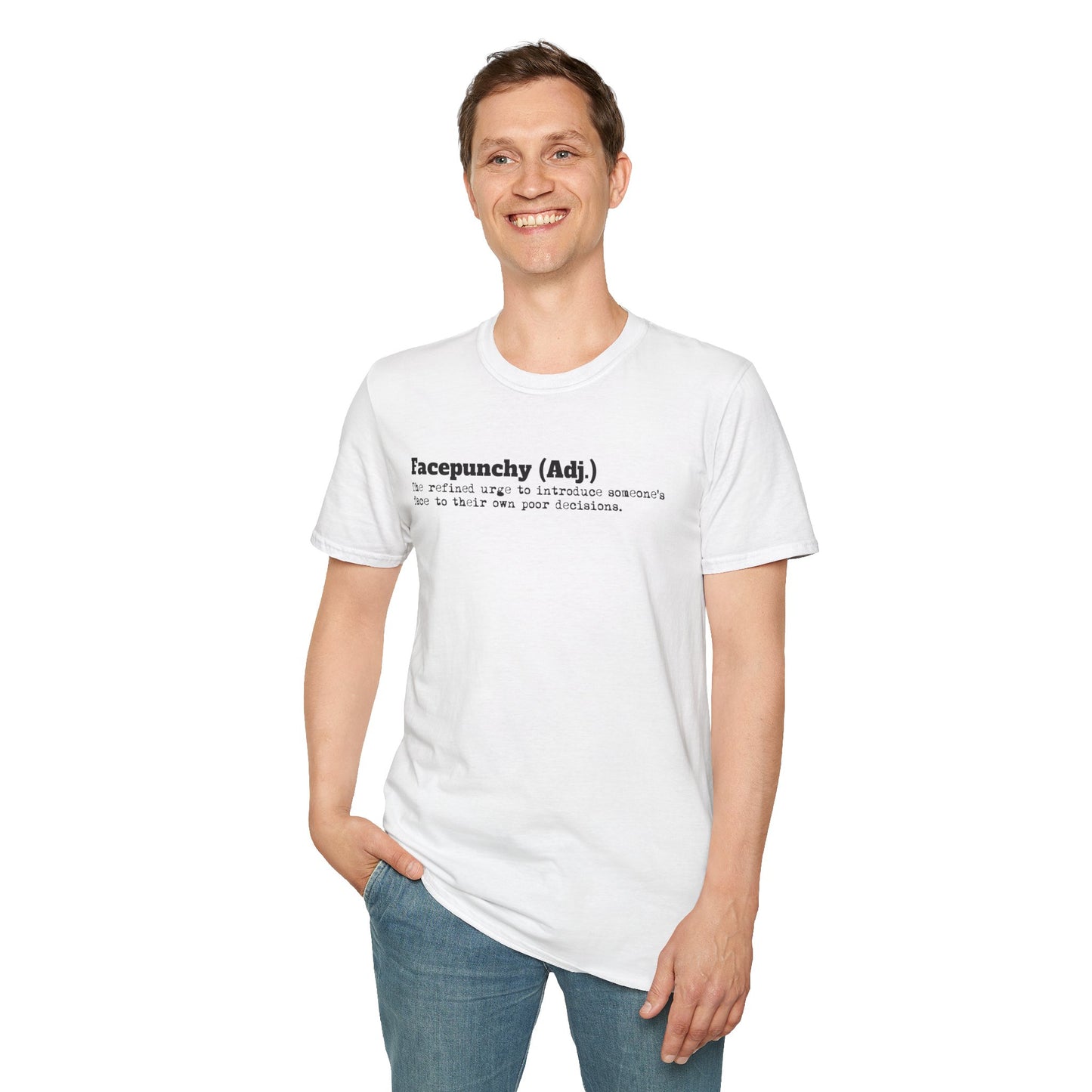Facepunchy Definition T-Shirt Sarcastic Text Tee Funny Dictionary Shirt for Snarky People Gift for Coworkers with Attitude Passive Aggressive Humor
