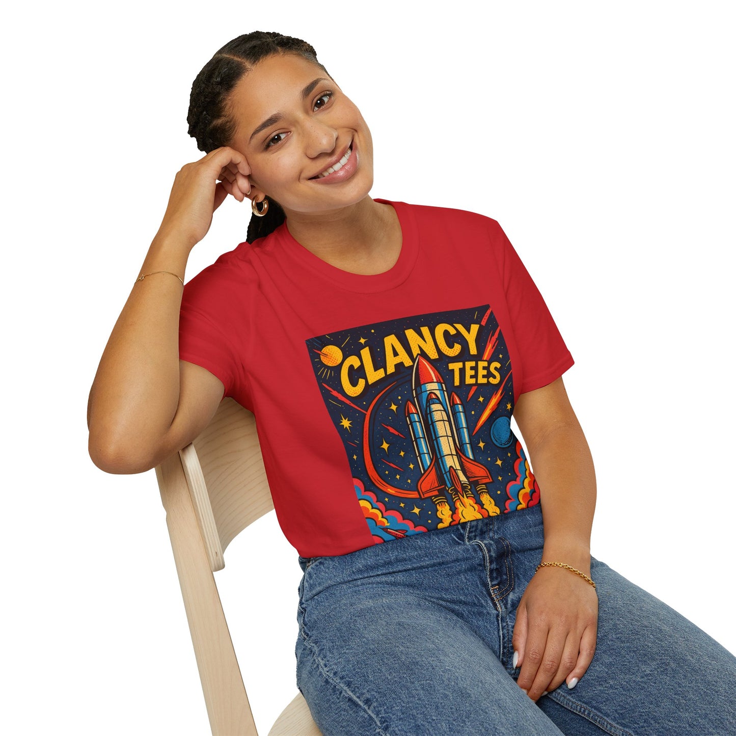 Retro Rocket Ship Shirt Outer Space Graphic Tee | Psychedelic Galaxy Print Top | Gift for Space Nerds and Dreamers | Astronaut Aesthetic Tee