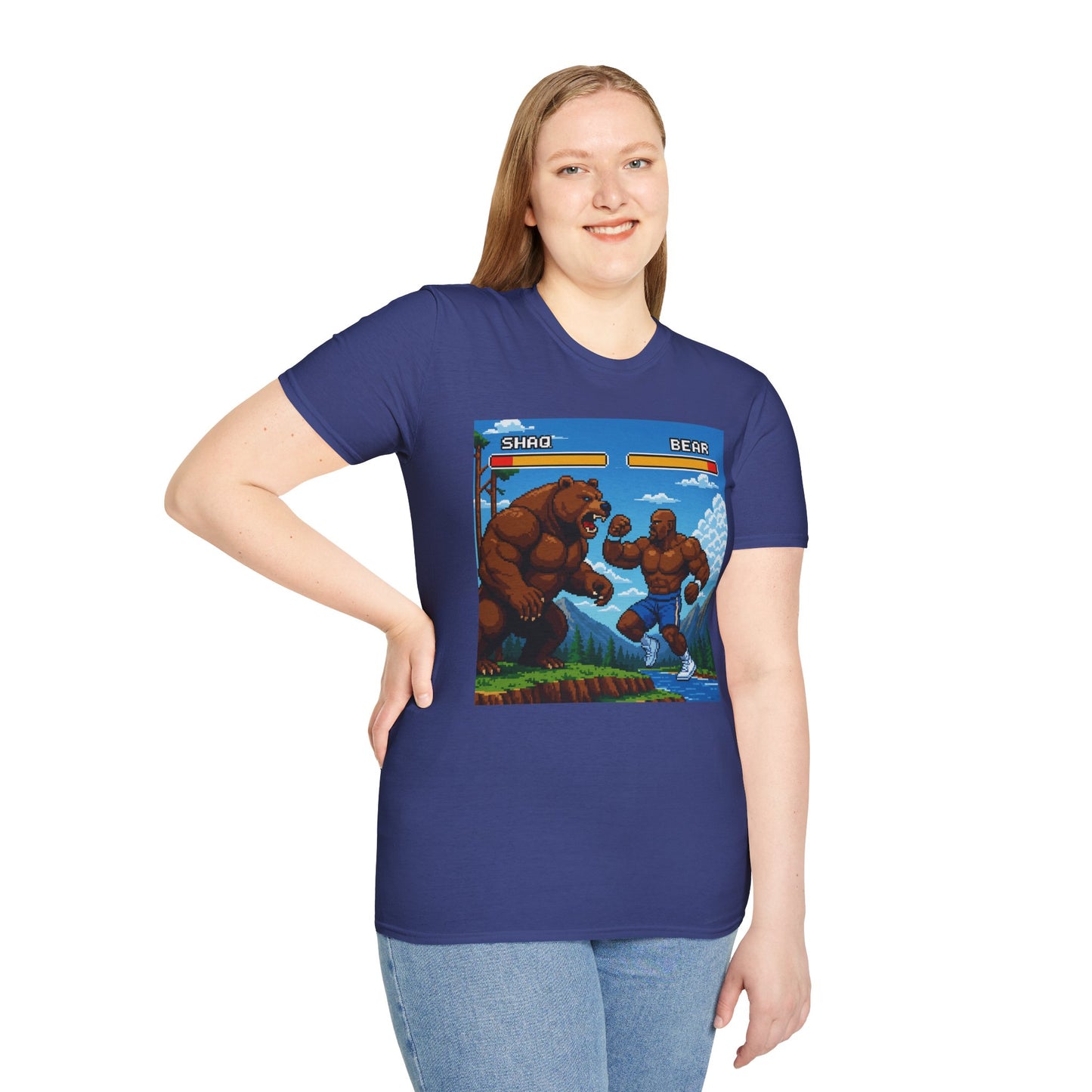 Shaq vs Bear Funny T-Shirt | Retro Arcade Fighter Tee | Gift for Gamers & 90s Kids | Weird Animal Combat Shirt