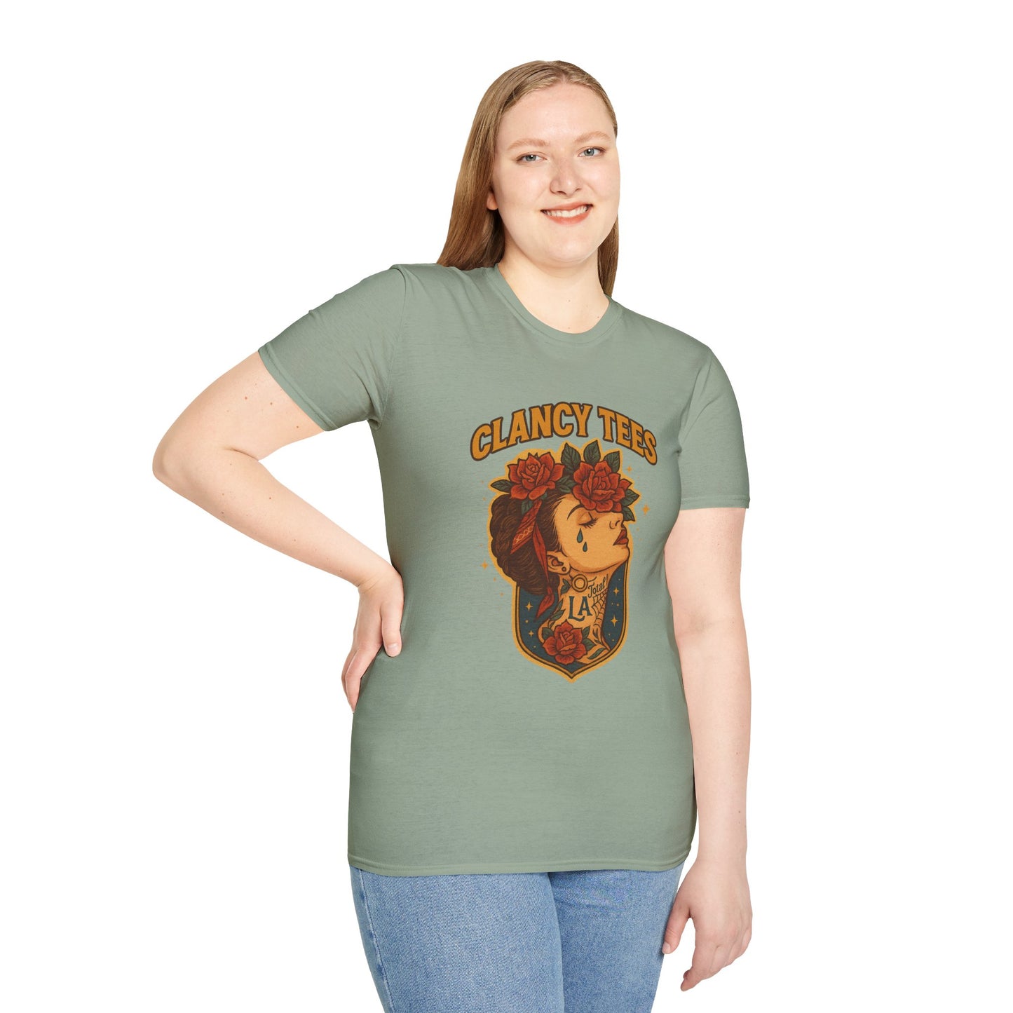 Unisex Tattoo Graphic Tee with Floral Design, Casual Everyday Wear, Gift for Friends, Fashionable Lounge Top, Cute Summer Shirt