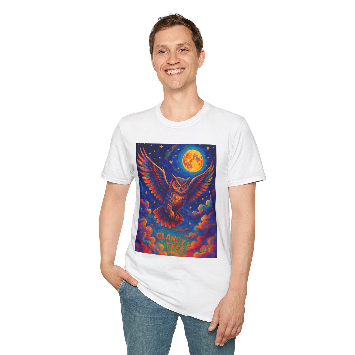 Psychedelic Owl T-Shirt Trippy Full Moon Graphic Tee | Surreal Bird Aesthetic Shirt | Gift for Dreamers and Night Owls | Bold Fantasy Art Top