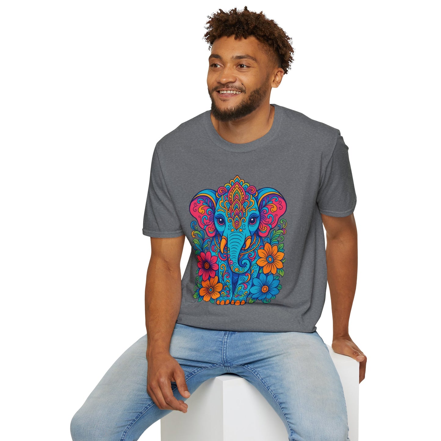 Colorful Elephant Shirt Trippy Boho Floral Art Tee Gift for Yoga Lovers Psychedelic Animal Fans and Free Spirits Who Rock Vibrant Festival Style
