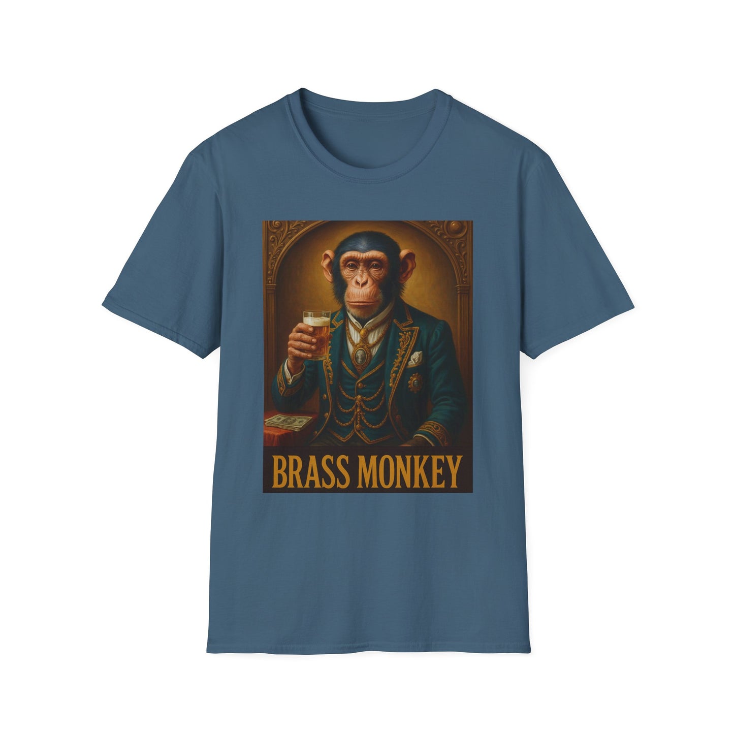 Brass Monkey T-Shirt Funny Retro Monkey Drinking Tee | Gift for Whiskey Lovers | Classy Drunk Humor Shirt | Animal Drinking Party Tee