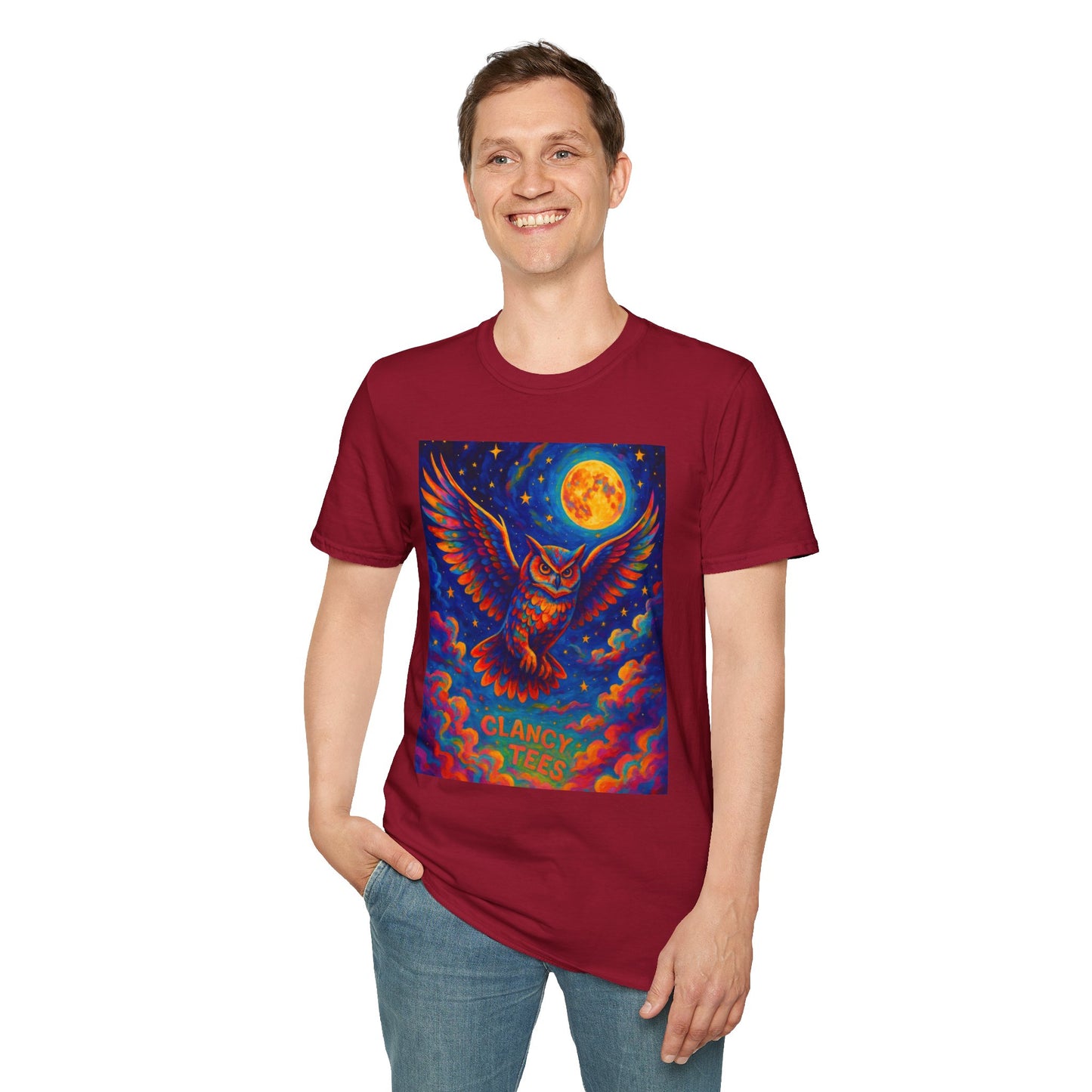 Psychedelic Owl T-Shirt Trippy Full Moon Graphic Tee | Surreal Bird Aesthetic Shirt | Gift for Dreamers and Night Owls | Bold Fantasy Art Top