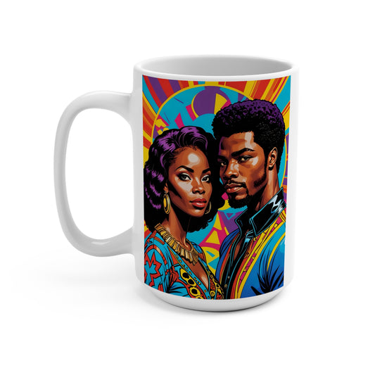 Afrocentric Royal Couple Ceramic Mug African Art Coffee Cup Bold Cultural Artwork Empowering Heritage Design
