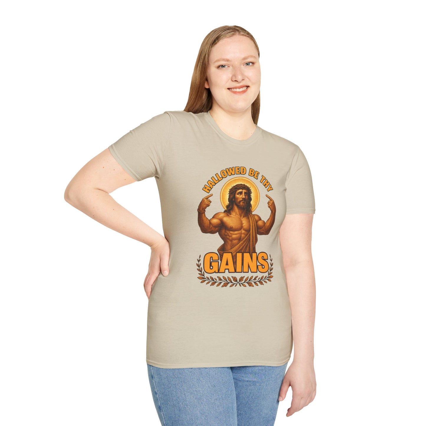 Jesus Gains Unisex T-Shirt, Funny Fitness Tee, Motivational Gym Shirt, Workout Apparel, Religious Gift, Christian Humor Clothing
