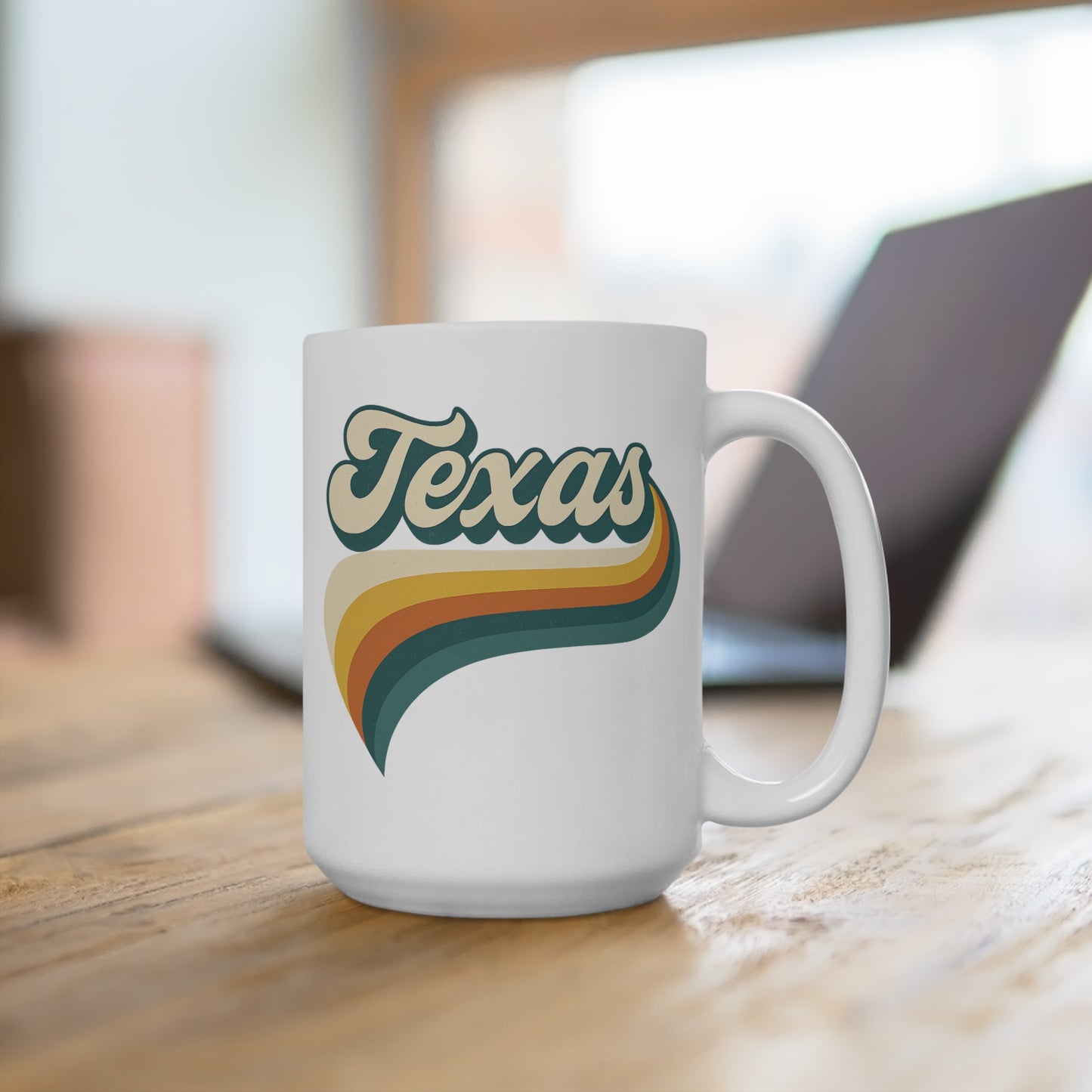 Texas Retro Mug – Vintage Style Coffee Cup With Bold 70s Font, Lone Star State Souvenir Gift For Texans