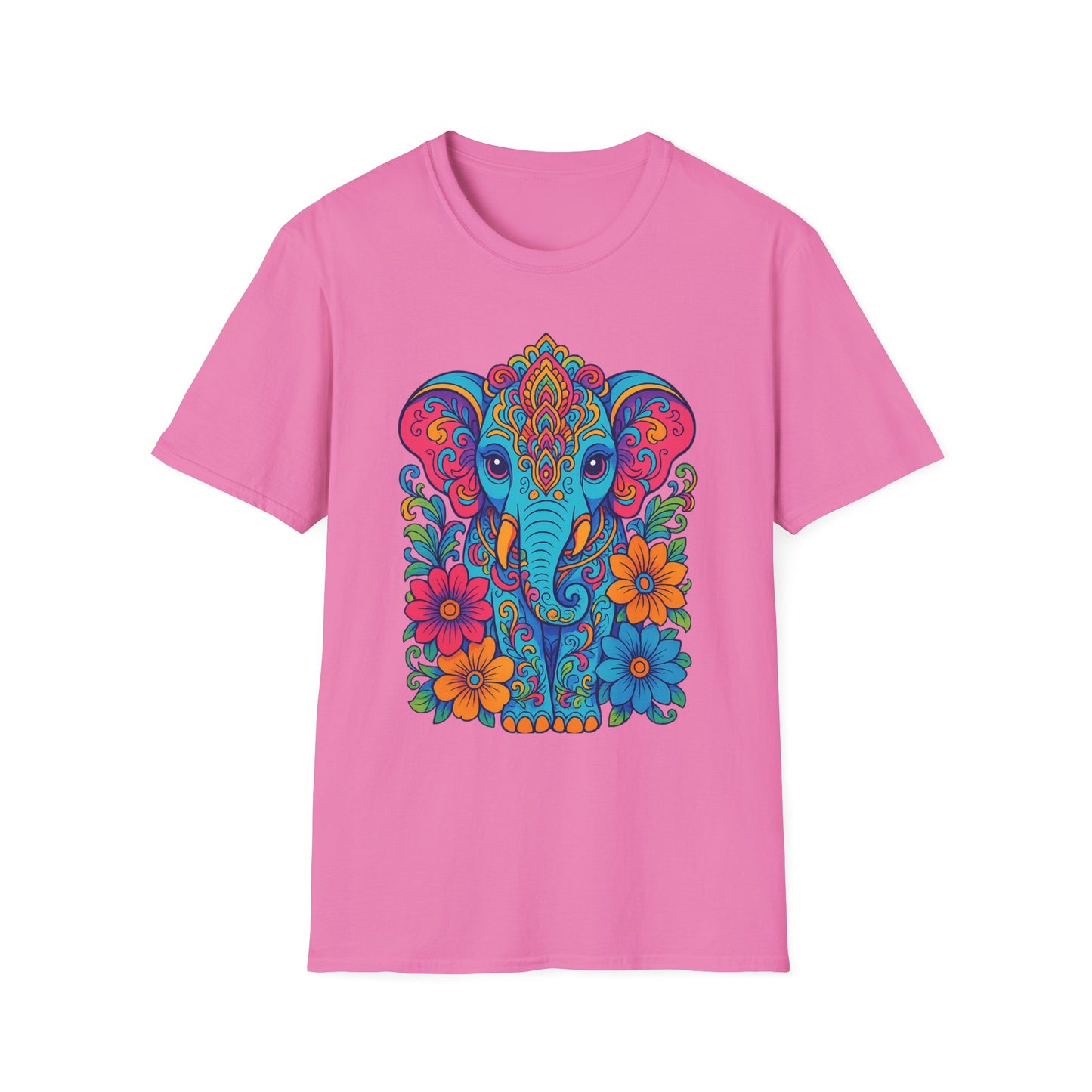 Colorful Elephant Shirt Trippy Boho Floral Art Tee Gift for Yoga Lovers Psychedelic Animal Fans and Free Spirits Who Rock Vibrant Festival Style