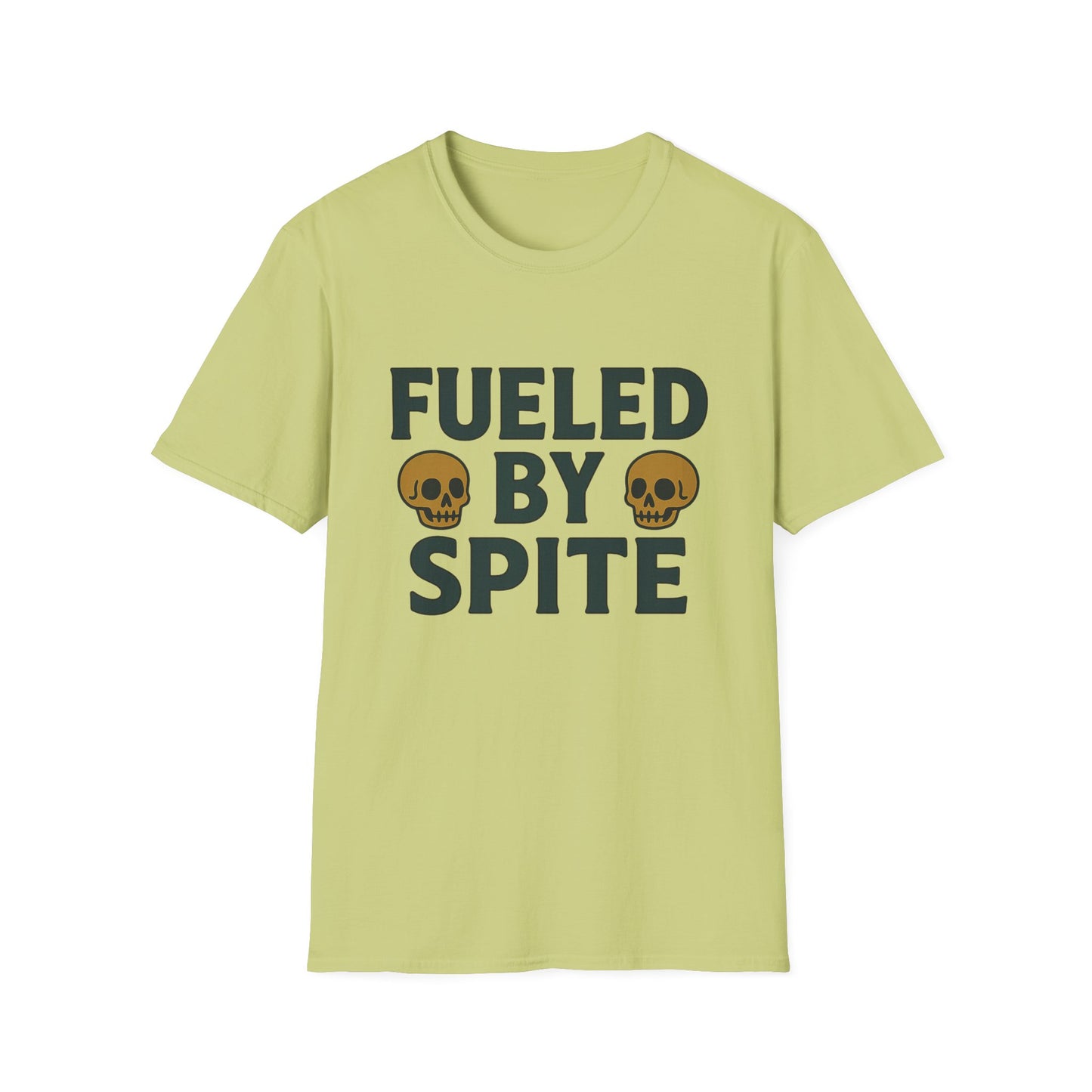 Fueled by Spite Unisex Softstyle T-Shirt, Funny Graphic Tee, Goth Aesthetic Shirt, Gifts for Spiteful Friends, Casual Wear