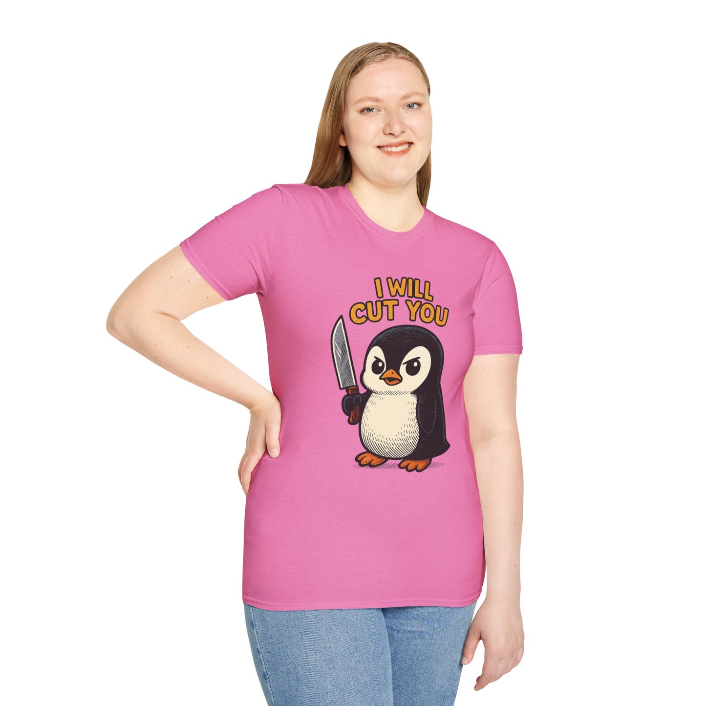 Angry Penguin Knife Shirt – Funny Animal Graphic Tee, Sarcastic Gift for Introverts, Cute but Deadly Humor Shirt