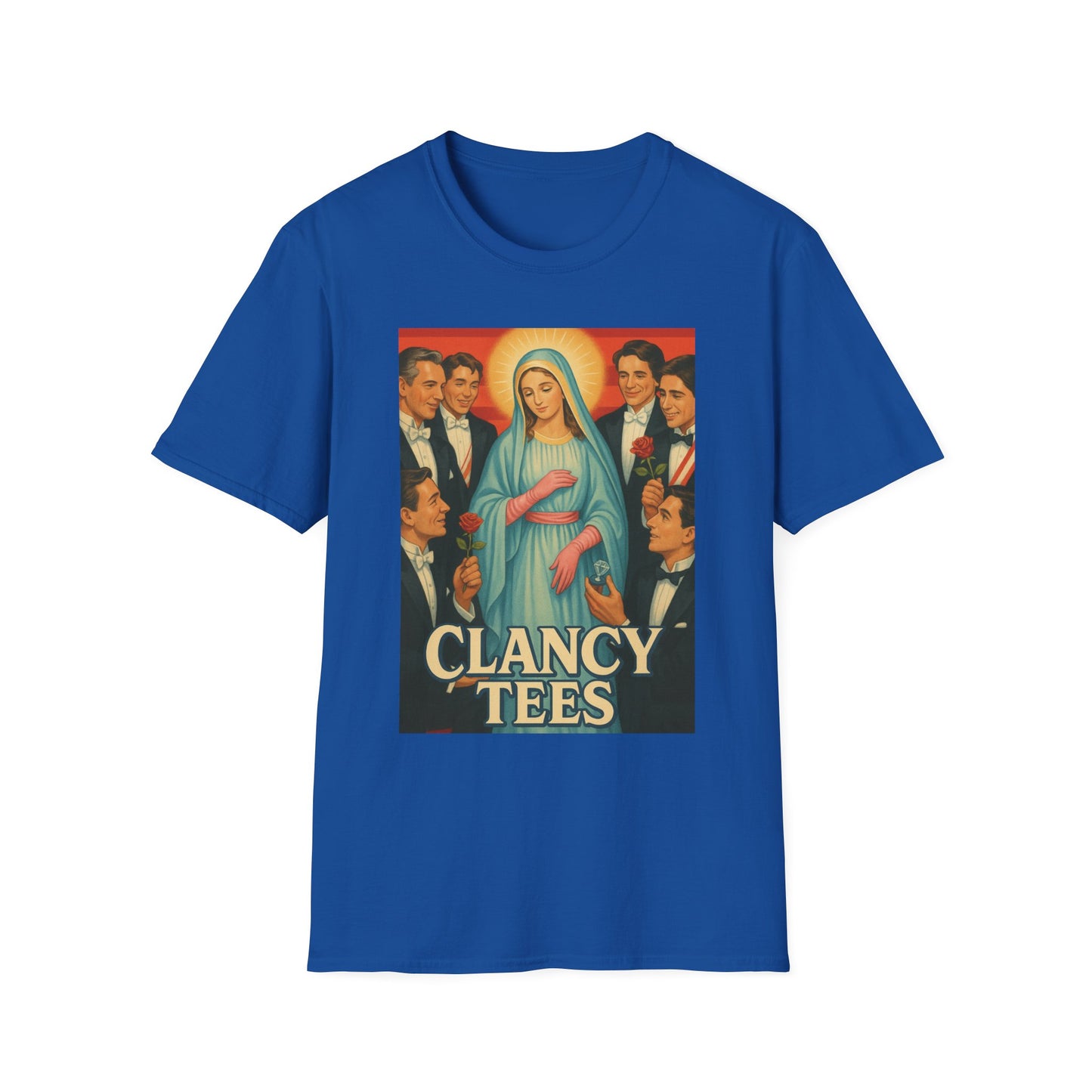 Vintage Madonna Graphic Tee, Unisex Virgin Mary Softstyle T-Shirt, Retro Art Shirt, Gift for Artsy Friends, Festival Attire, Casual Wear