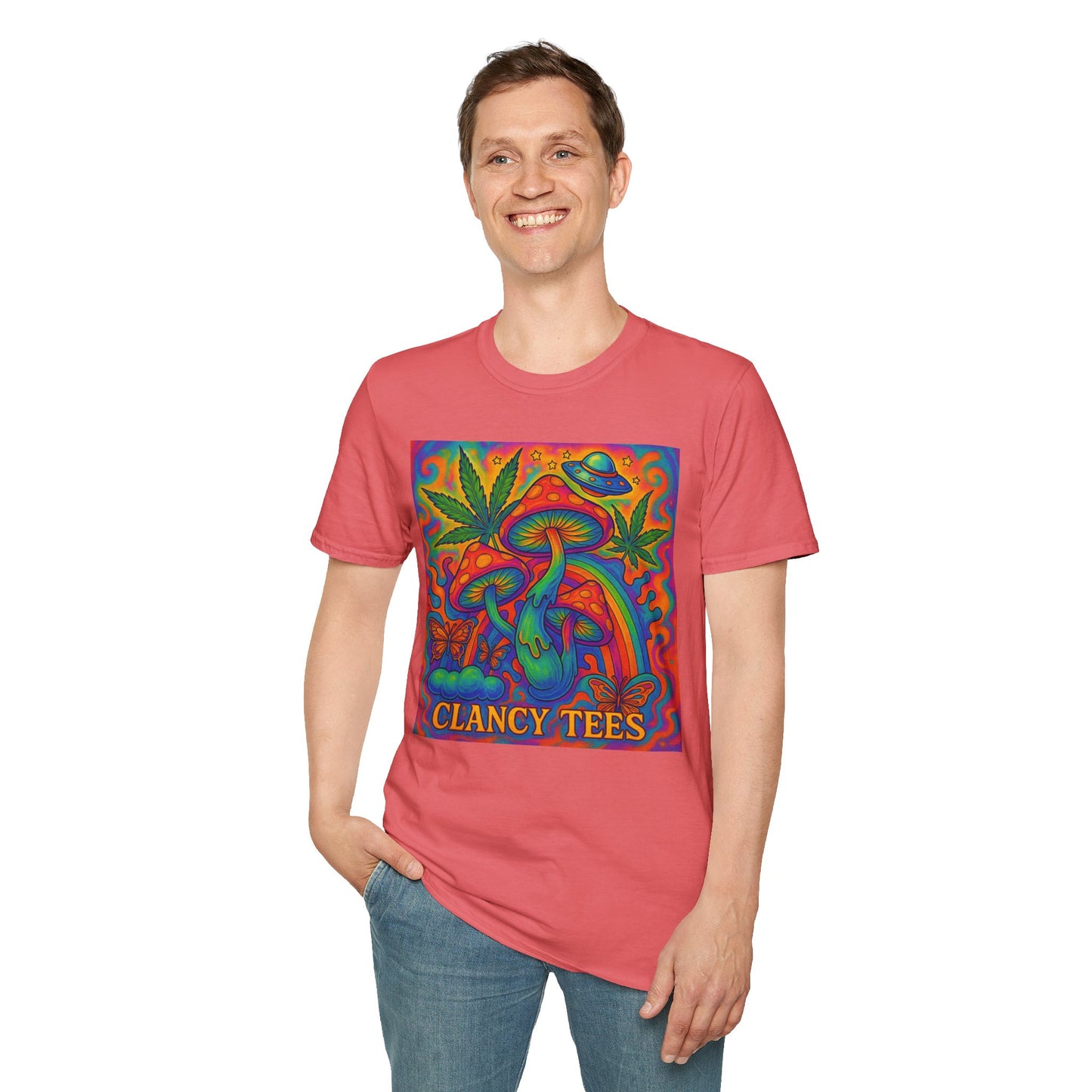 Colorful Psychedelic T-Shirt, Fun Graphic Tee for Music Festivals, Unique Gift for Friends, Retro Style Shirt, Unisex Softstyle Tee