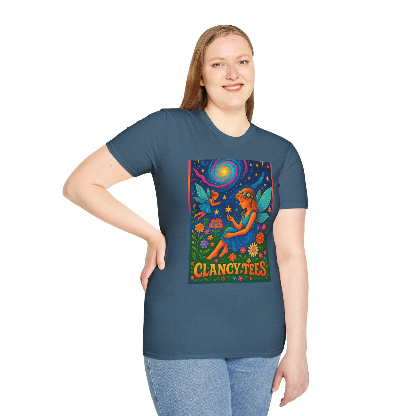 Fairy Garden T-Shirt Whimsical Fantasy Graphic Tee Cosmic Nature Shirt Gift for Dreamers Gift for Fairy Lovers Vibrant Magical Artwork
