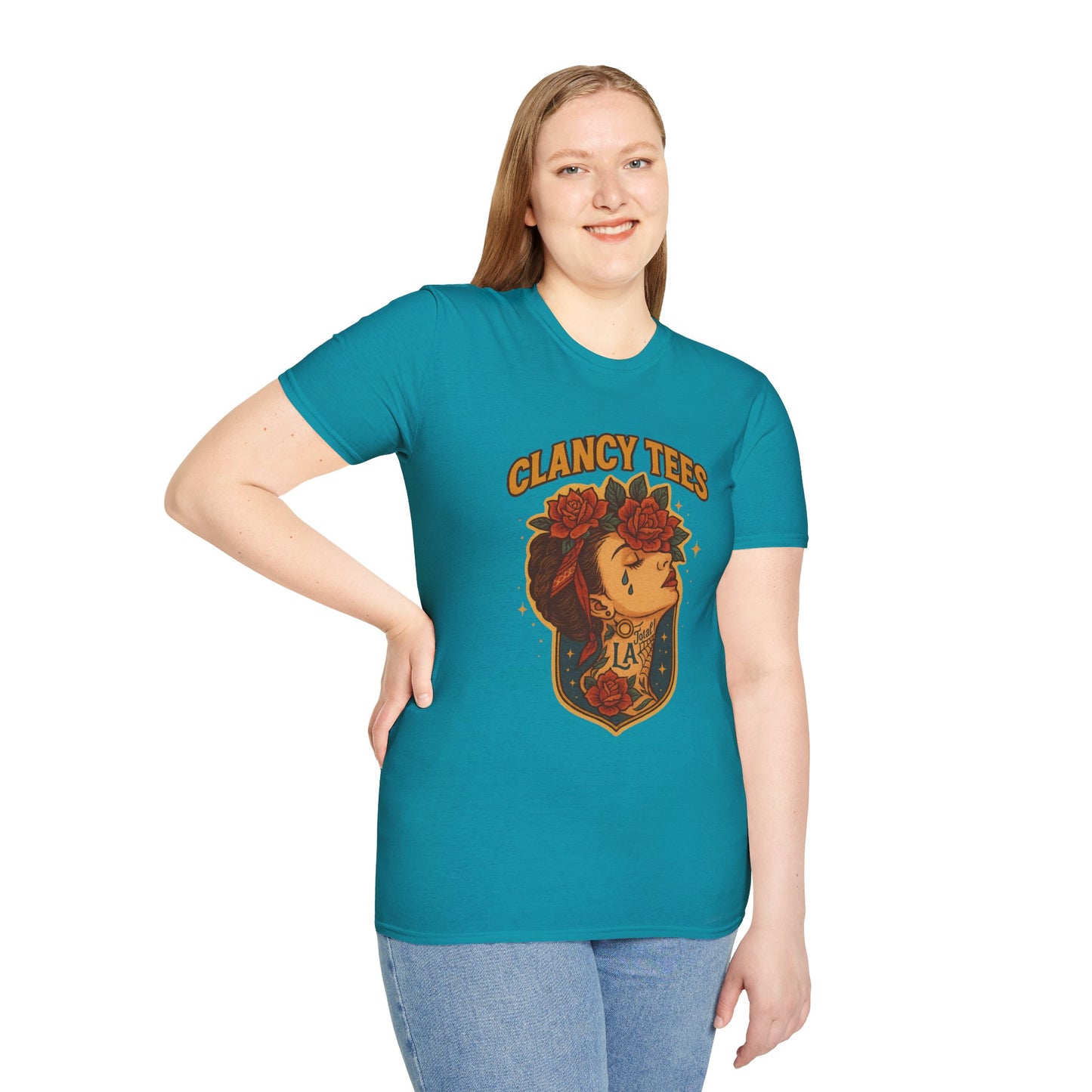 Unisex Tattoo Graphic Tee with Floral Design, Casual Everyday Wear, Gift for Friends, Fashionable Lounge Top, Cute Summer Shirt