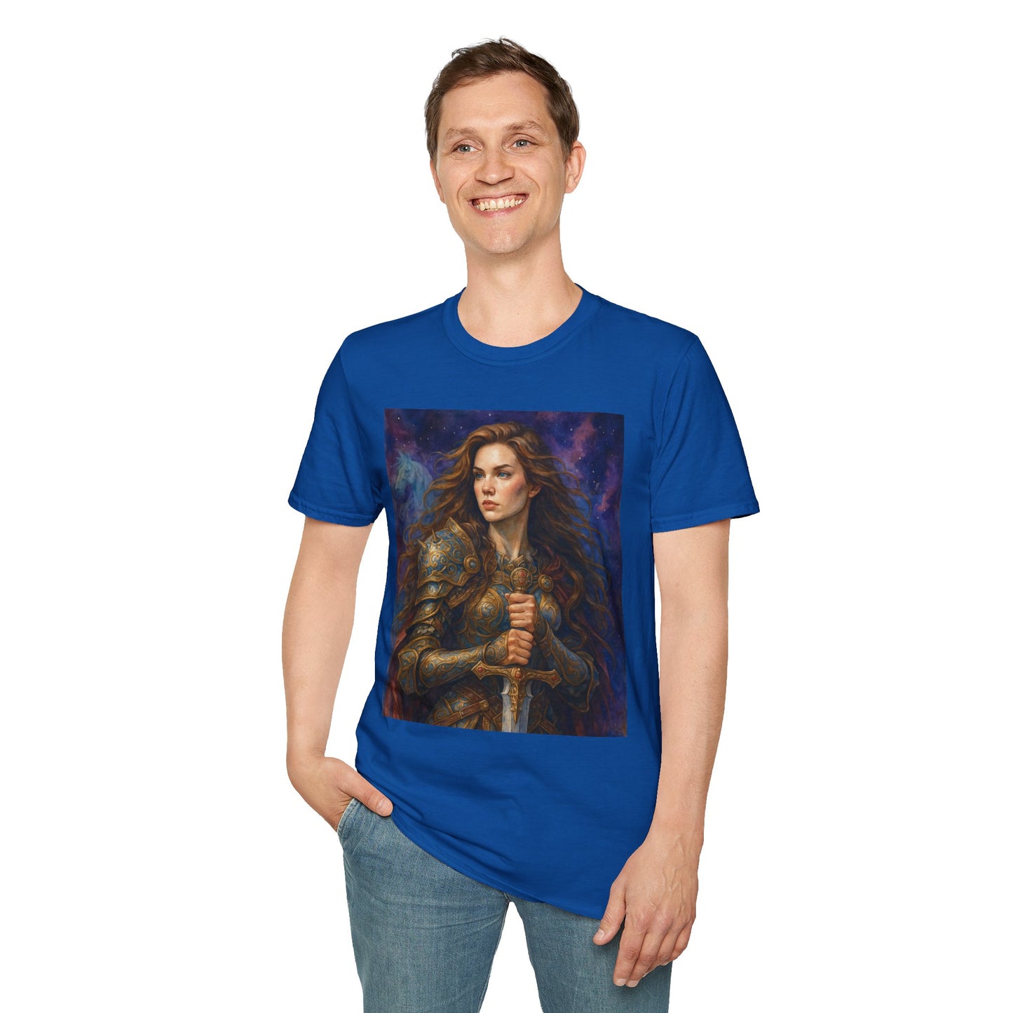 Warrior Woman T Shirt Fantasy Knight Art Medieval Armor Female Hero Tee Gift for Fantasy Lovers Sword Wielder Shirt Bold Aesthetic Battlecore Clothing