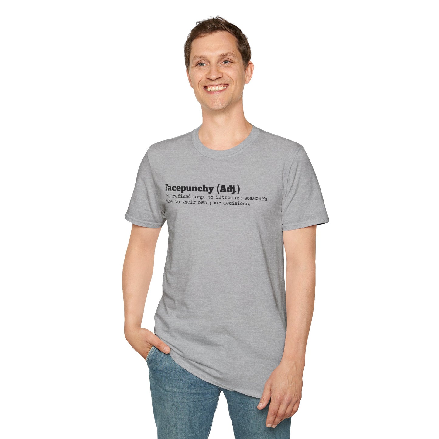 Facepunchy Definition T-Shirt Sarcastic Text Tee Funny Dictionary Shirt for Snarky People Gift for Coworkers with Attitude Passive Aggressive Humor