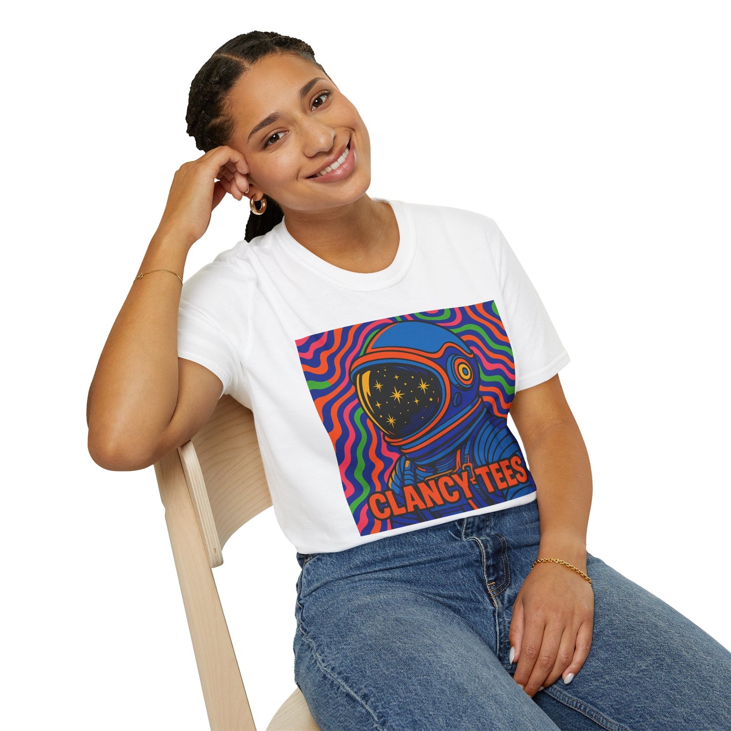 Cosmic Astronaut T-Shirt - Unisex Softstyle Tee, Space Lover Gift, Retro Vibes, Festival Wear, Graphic Tee