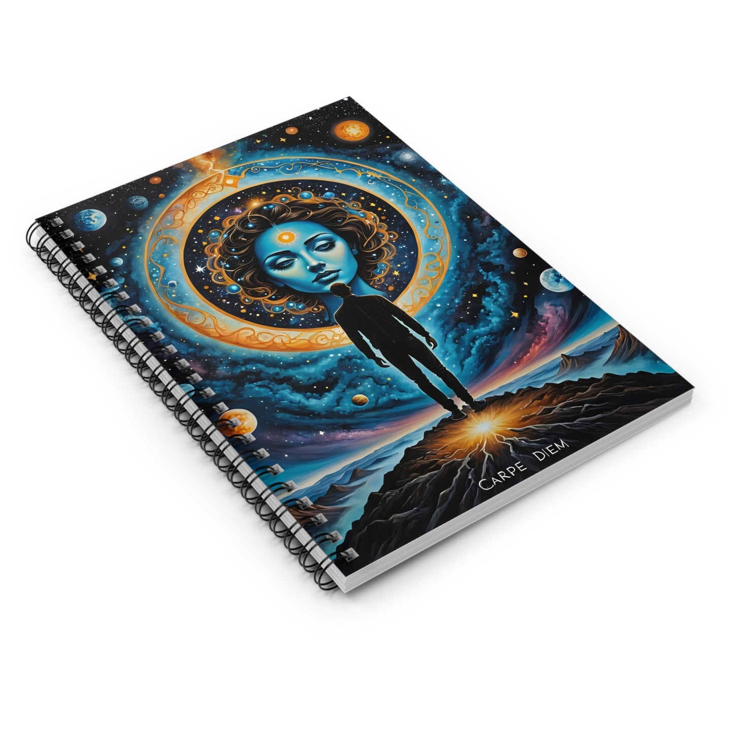 Cosmic Inspiration Spiral Notebook - Carpe Diem, Journal, Gift for Writers, Starry Design, Inspirational Notepad