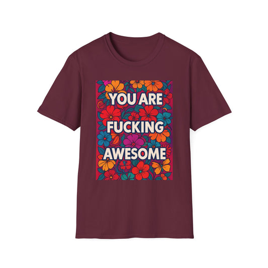 Colorful Inspirational Graphic T-Shirt, You Are Awesome Tee, Gift for Friends, Motivational Shirt, Casual Wear, Summer Vibes