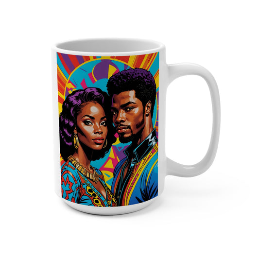 Afrocentric Royal Couple Ceramic Mug African Art Coffee Cup Bold Cultural Artwork Empowering Heritage Design