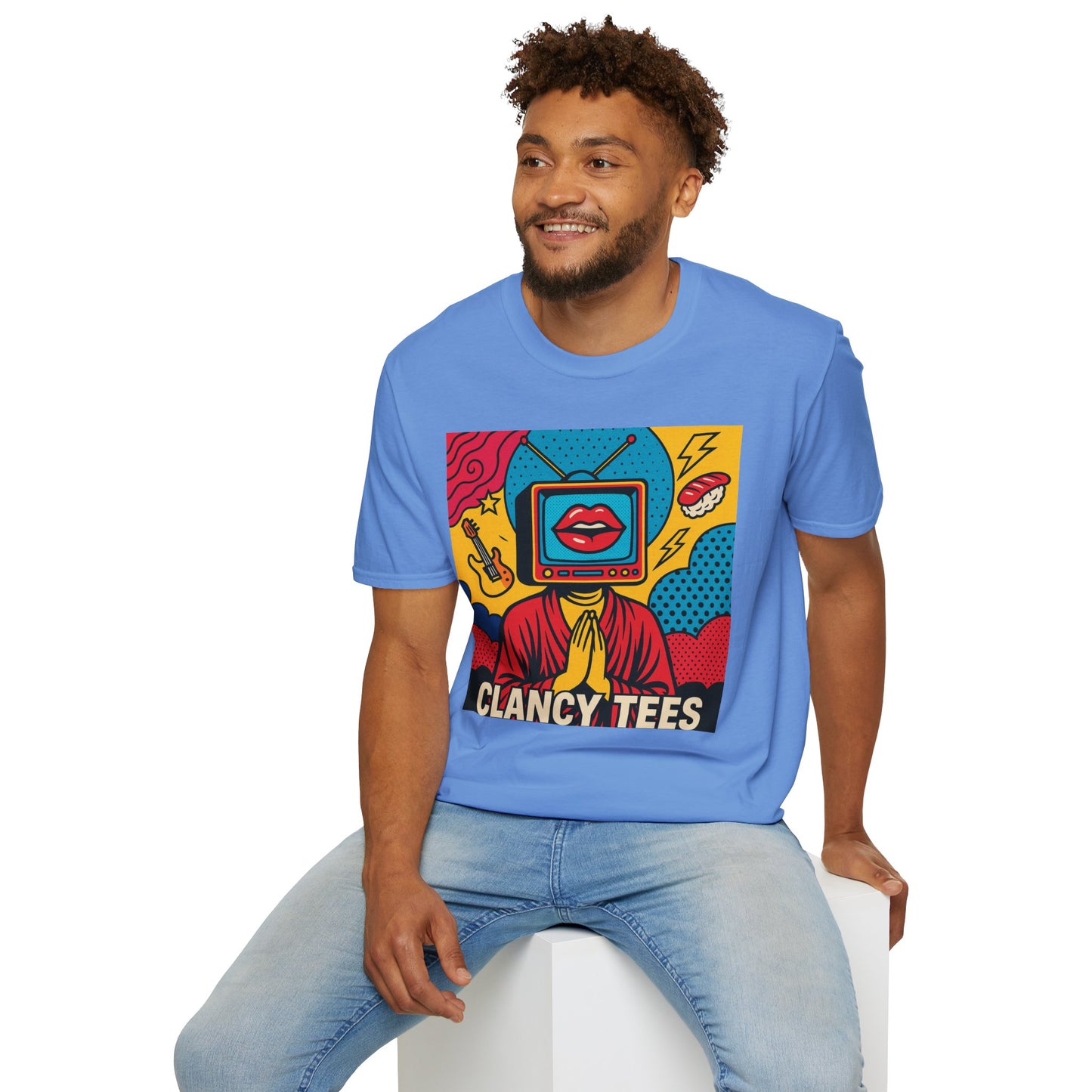 Pop Art TV Head T Shirt for Creatives Graphic Tee for Artists Gift for Surreal Art Lovers Unisex Visual Commentary Shirt